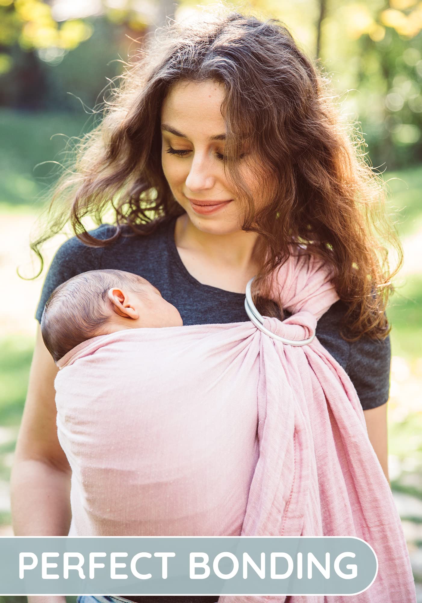 Ring Sling Baby Carrier - USA Lab Tested, 100% Natural Cotton Muslin, Breathable & Ergonomic Ring Sling Rose