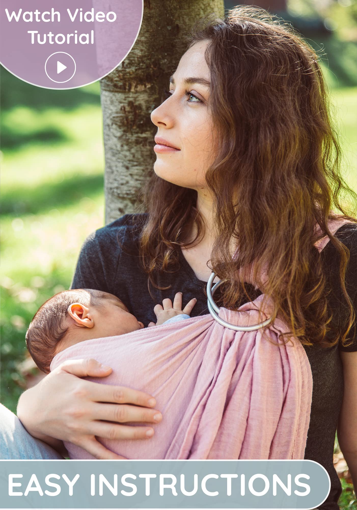 Ring Sling Baby Carrier - USA Lab Tested, 100% Natural Cotton Muslin, Breathable & Ergonomic Ring Sling Rose