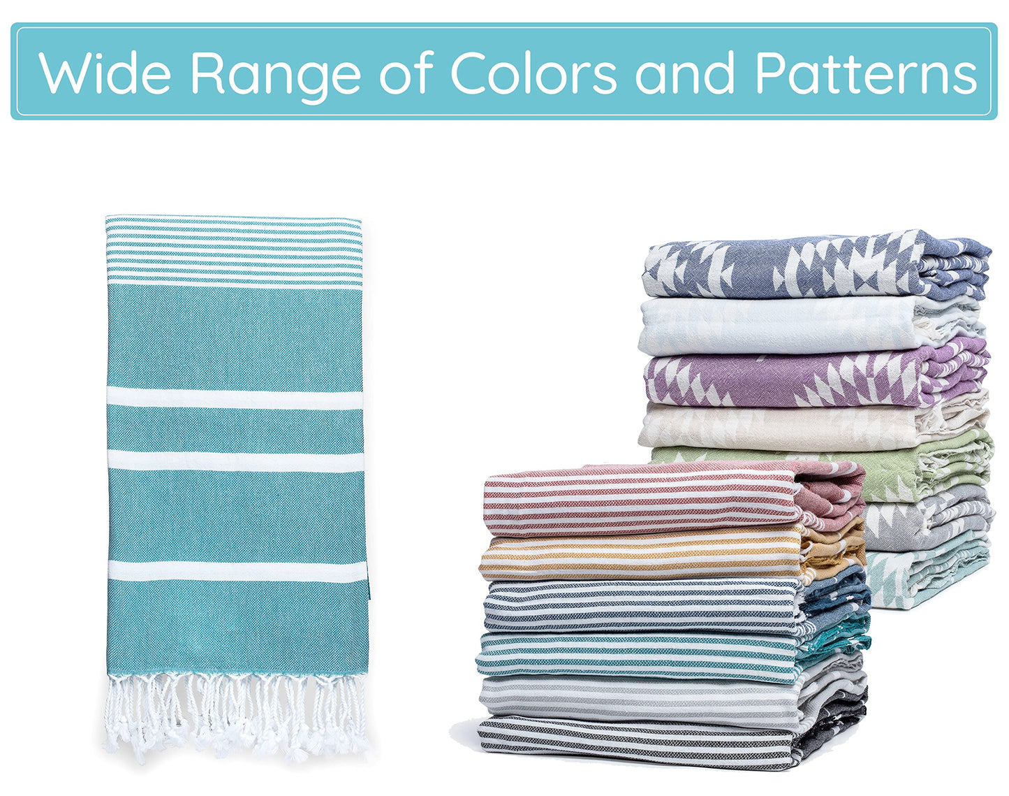 Premium Turkish Beach Towel (35”x 67”) – Lightweight, Quick Dry Beach Towel, Sand-Free, 100% Cotton – Teal