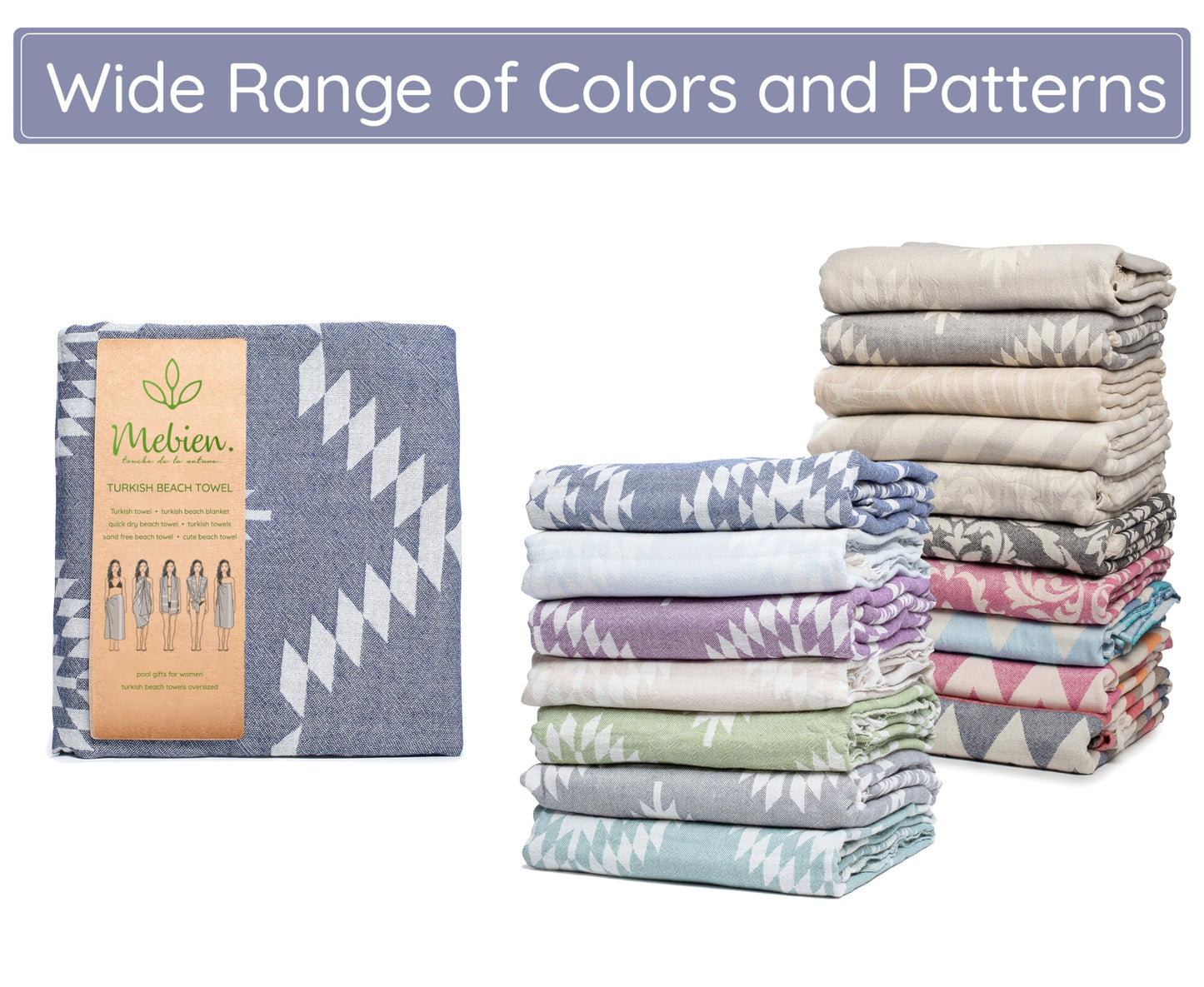 Premium Turkish Beach Towel – 100% Cotton, Quick Dry, Sand Free, Oversized Pool Towels 35”x 67” – Ideal for Travel, Pool, and Beach – Dark Blue