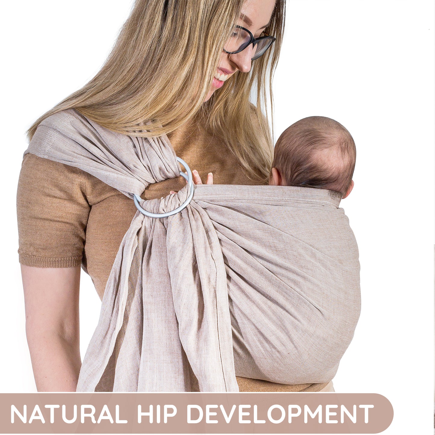 Beige Baby Sling and Ring Sling 100% Cotton Muslin baby Carrier Suitable from Newborn to Toddler