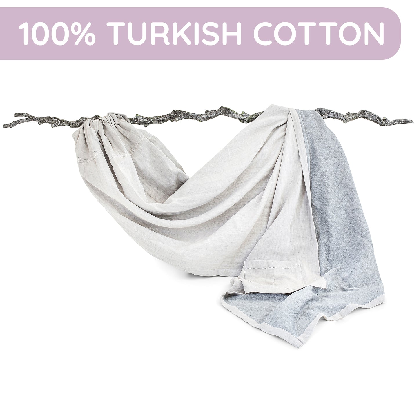 Ring Sling Baby Carrier - USA Lab Tested, 100% Natural Cotton Muslin, Breathable & Ergonomic Ring Sling Beige Grey