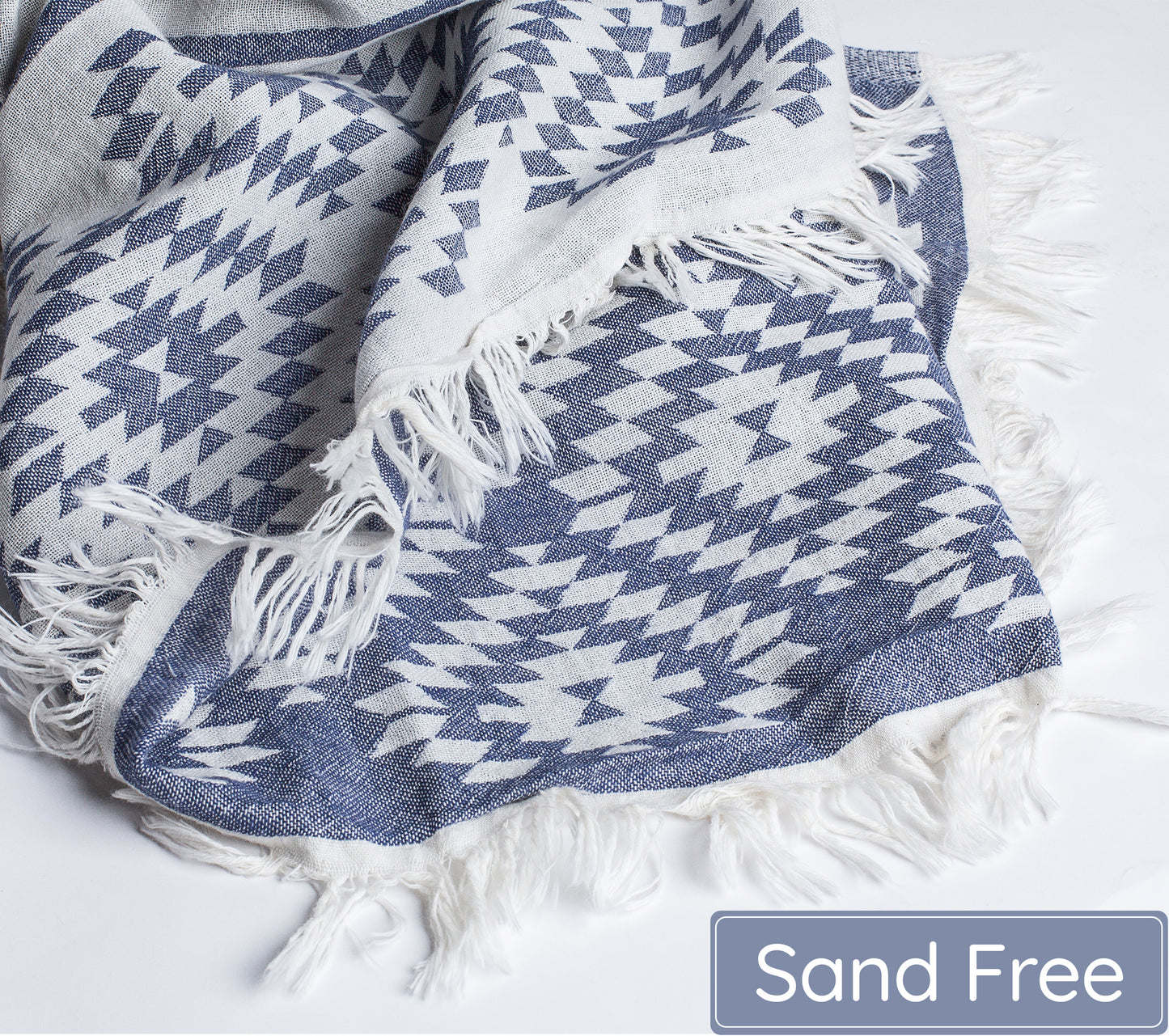 Navy Blue Turkish Beach Towel (35”x67”) Lightweight, Quick drying and Sand Free Can be Used as Beach Blanket 100% Cotton Vintage Design
