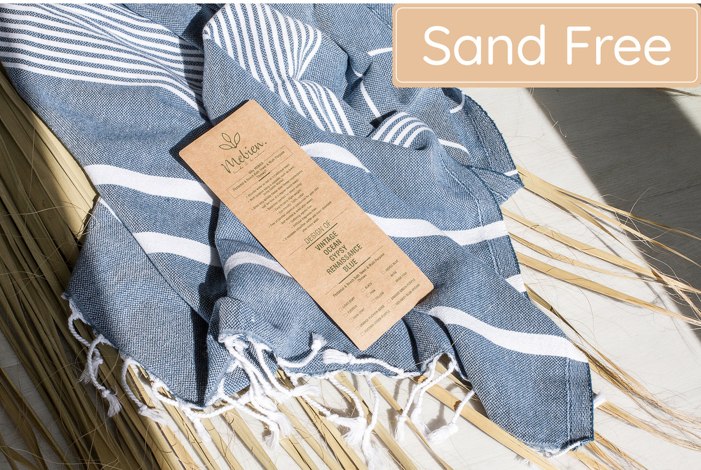 Blue Turkish Beach Towels (35”x67”) Lightweight, Quick drying and Sand Free Can be Used as Beach Blanket 100% Cotton