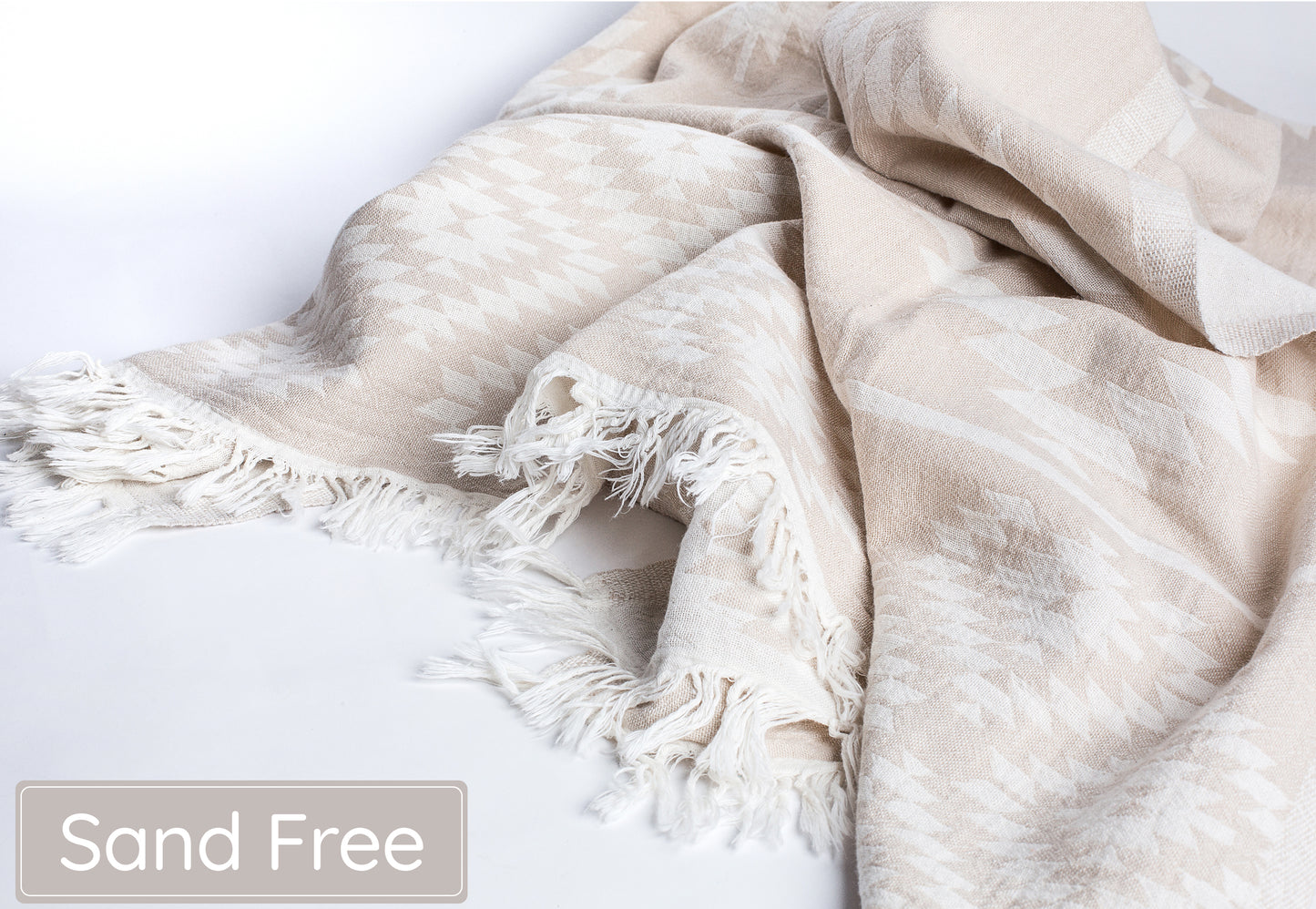 Beige Sand Turkish Beach Towel (35”x67”) Lightweight, Quick drying and Sand Free Can be Used as Beach Blanket 100% Cotton Vintage Design