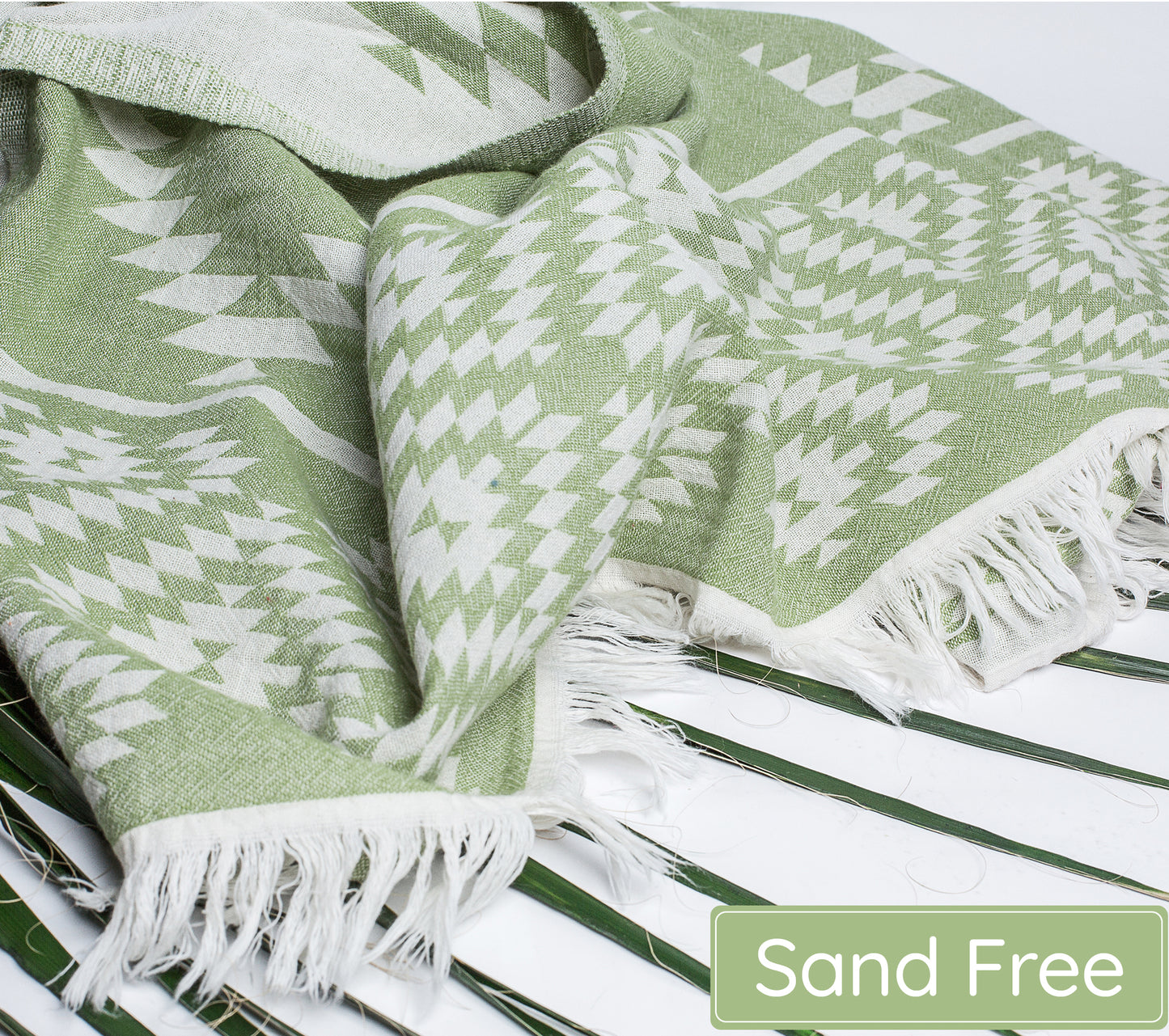 Soft Green Turkish Beach Towel (35”x67”)  Lightweight, Quick drying and Sand Free Can be Used as Beach Blanket 100% Cotton Vintage Design