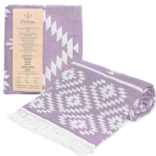 Purple Turkish Beach Towel (35”x67”)  Lightweight, Quick drying and Sand Free Can be Used as Beach Blanket 100% Cotton Vintage Design