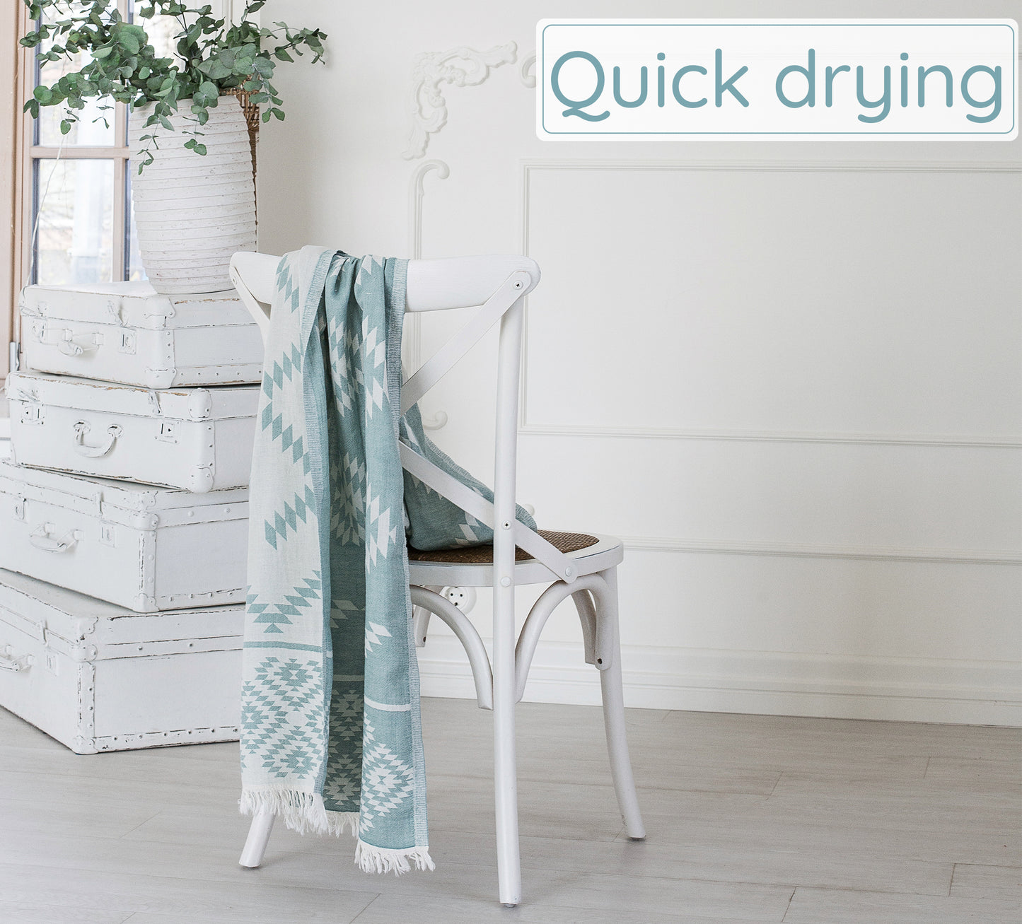 Pastel Teal Turkish Beach Towels (35”x67”) Lightweight, Quick drying and Sand Free Can be Used as Beach Blanket 100% Cotton Vintage Design