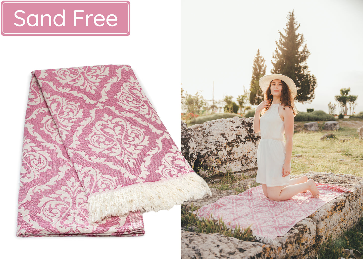 Red Turkish Beach Towel (35”x67”) Lightweight, Quick drying and Sand Free Can be Used as Beach Blanket 100% Cotton Renaissance Design