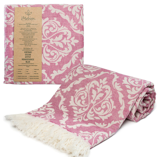 Red Turkish Beach Towel (35”x67”)  Lightweight, Quick drying and Sand Free Can be Used as Beach Blanket 100% Cotton Renaissance Design