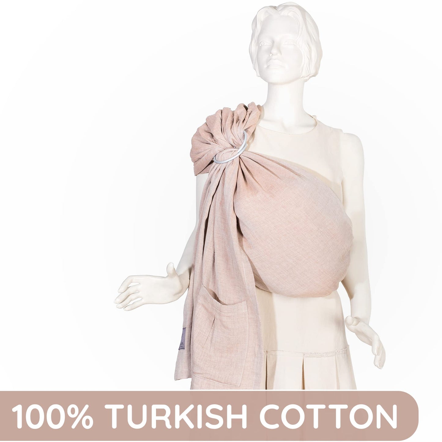 Ring Sling Baby Carrier - USA Lab Tested, 100% Natural Cotton Muslin, Breathable & Ergonomic Ring Sling Sunset Rose