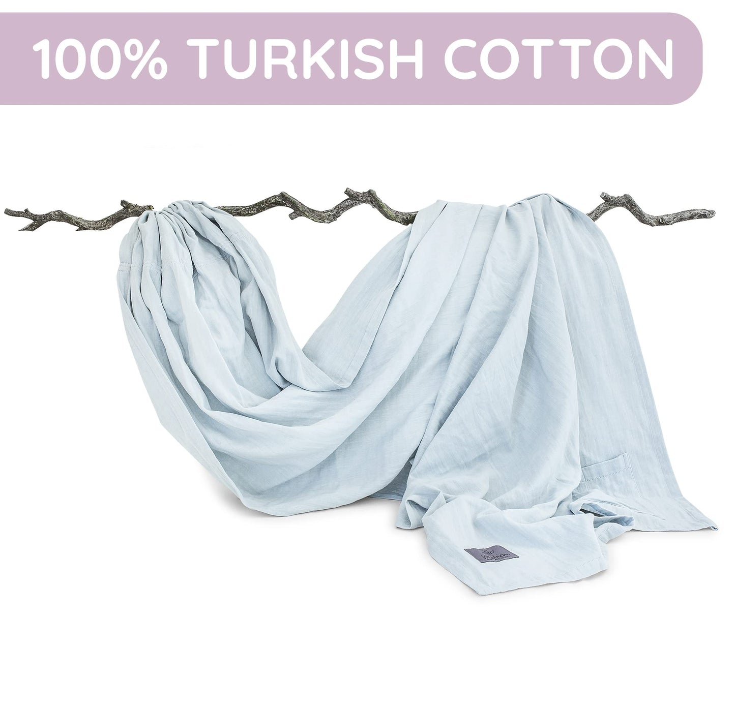 Ring Sling Baby Carrier - USA Lab Tested, 100% Natural Cotton Muslin, Breathable & Ergonomic Ring Sling Light Blue