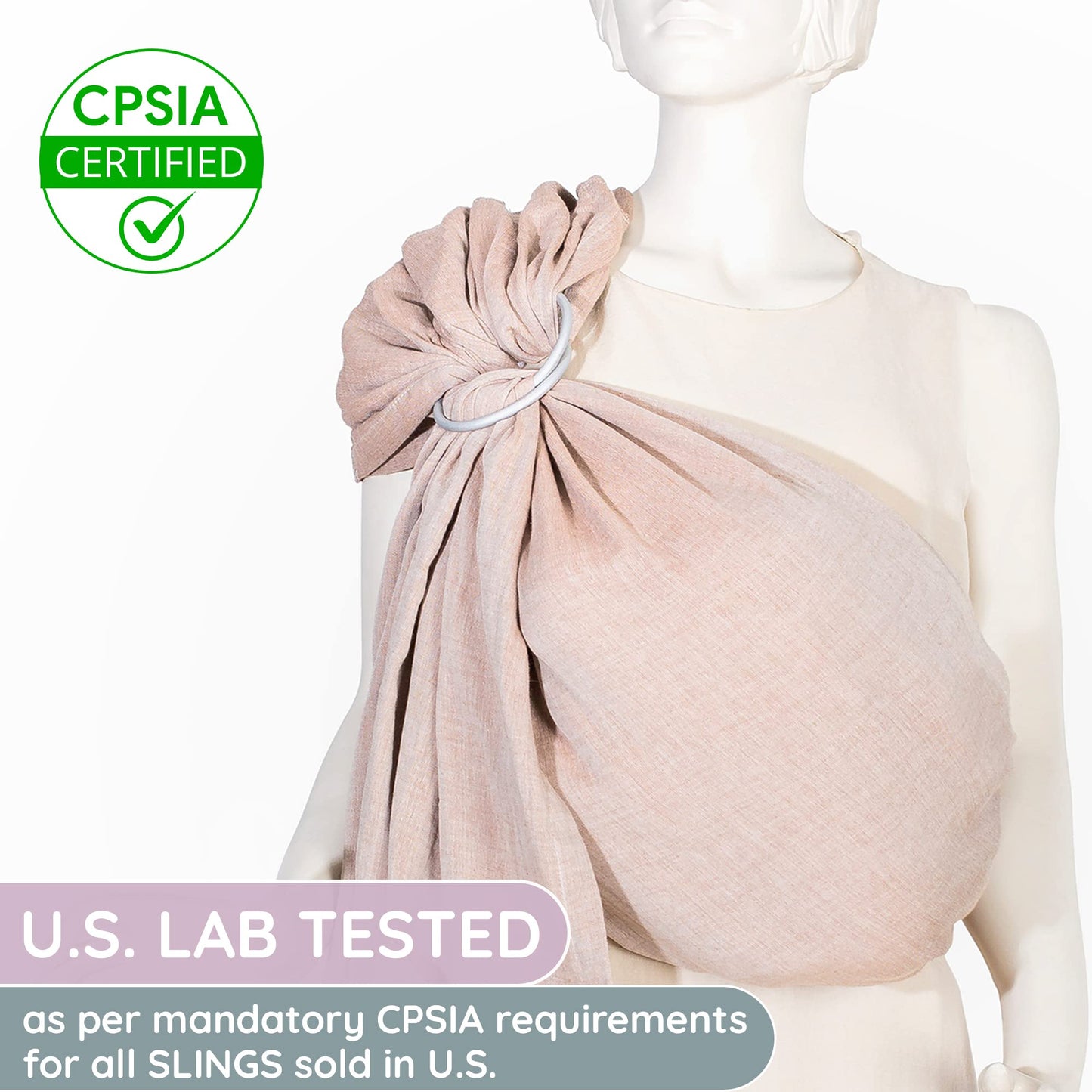 Ring Sling Baby Carrier - USA Lab Tested, 100% Natural Cotton Muslin, Breathable & Ergonomic Ring Sling Sunset Rose