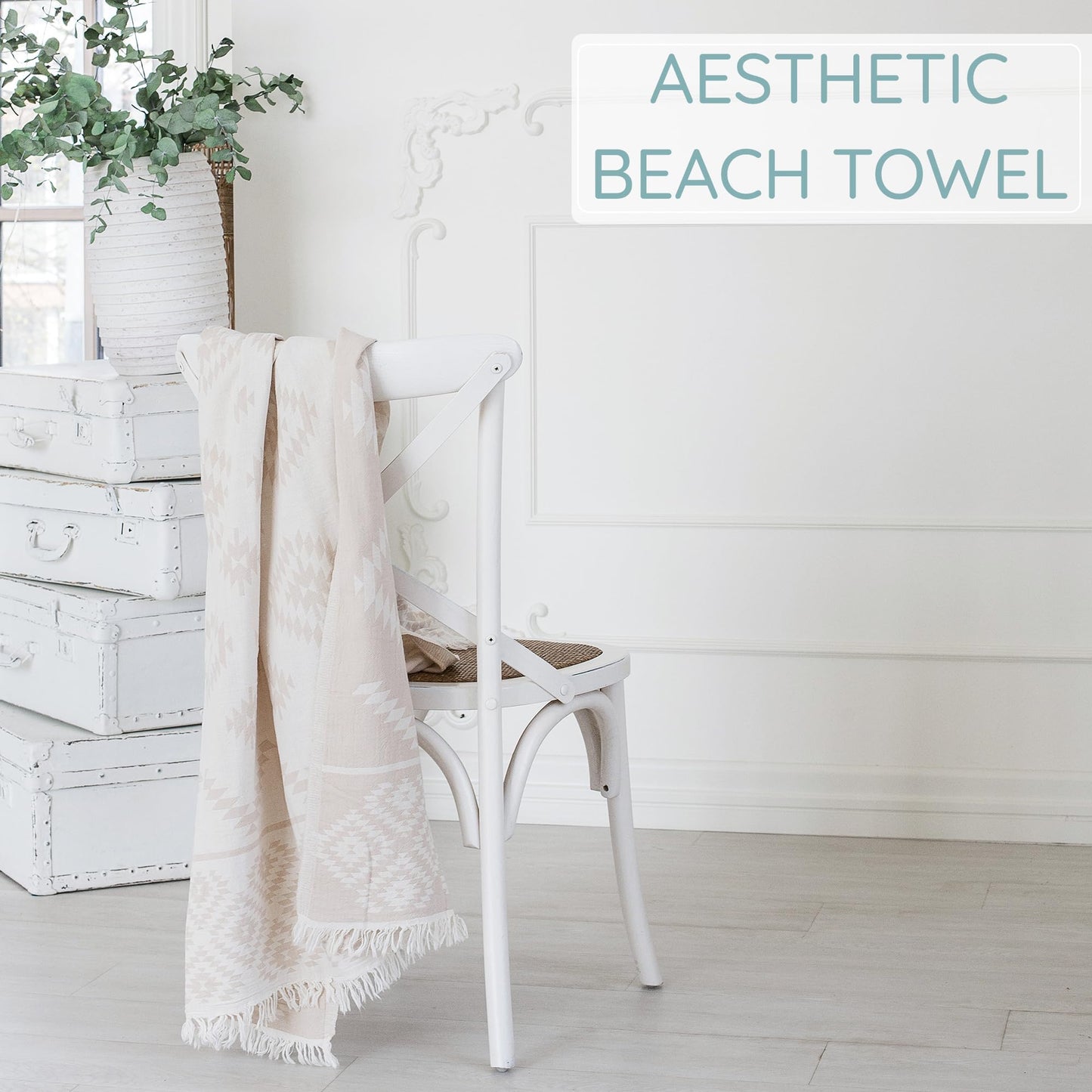 Premium Turkish Beach Towel – 100% Natural Cotton, Quick Dry, Sand Free, Oversized Beach Towel 35”x67” – Ideal for Travel, Pool, and Beach Blanket – Beige Sand Color