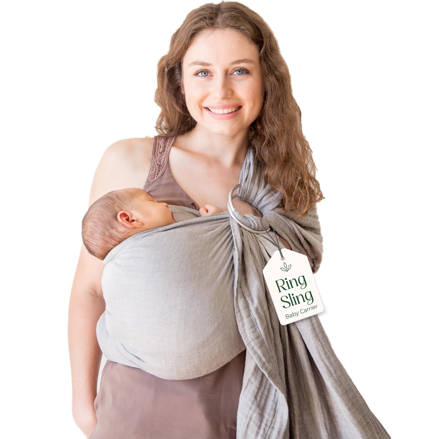 Ring Sling Baby Carrier - USA Lab Tested, 100% Natural Cotton Muslin, Breathable & Ergonomic Ring Sling Grey