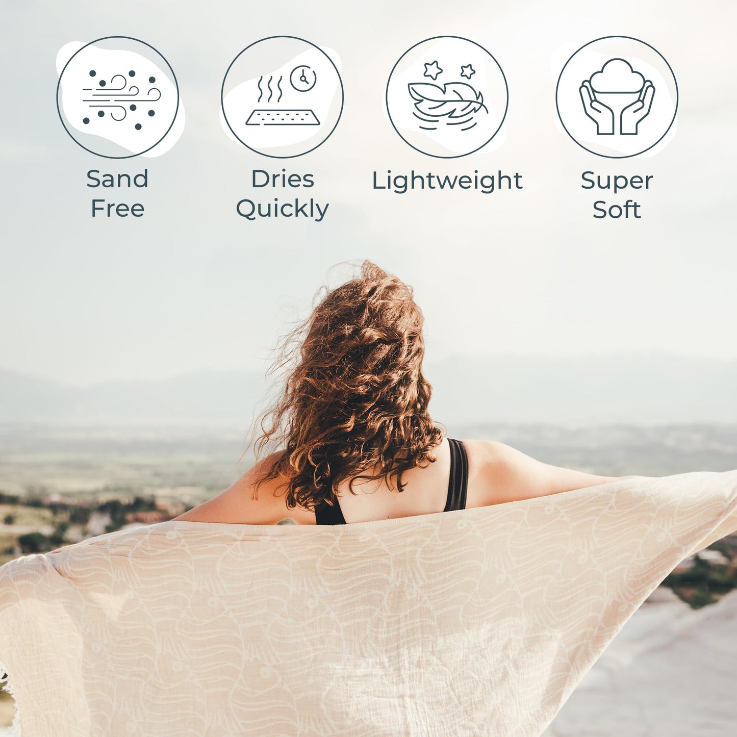 Beige Fish Turkish Beach Towel (35”x67”)  Lightweight, Quick drying and Sand Free Can be Used as Beach Blanket 100% Cotton