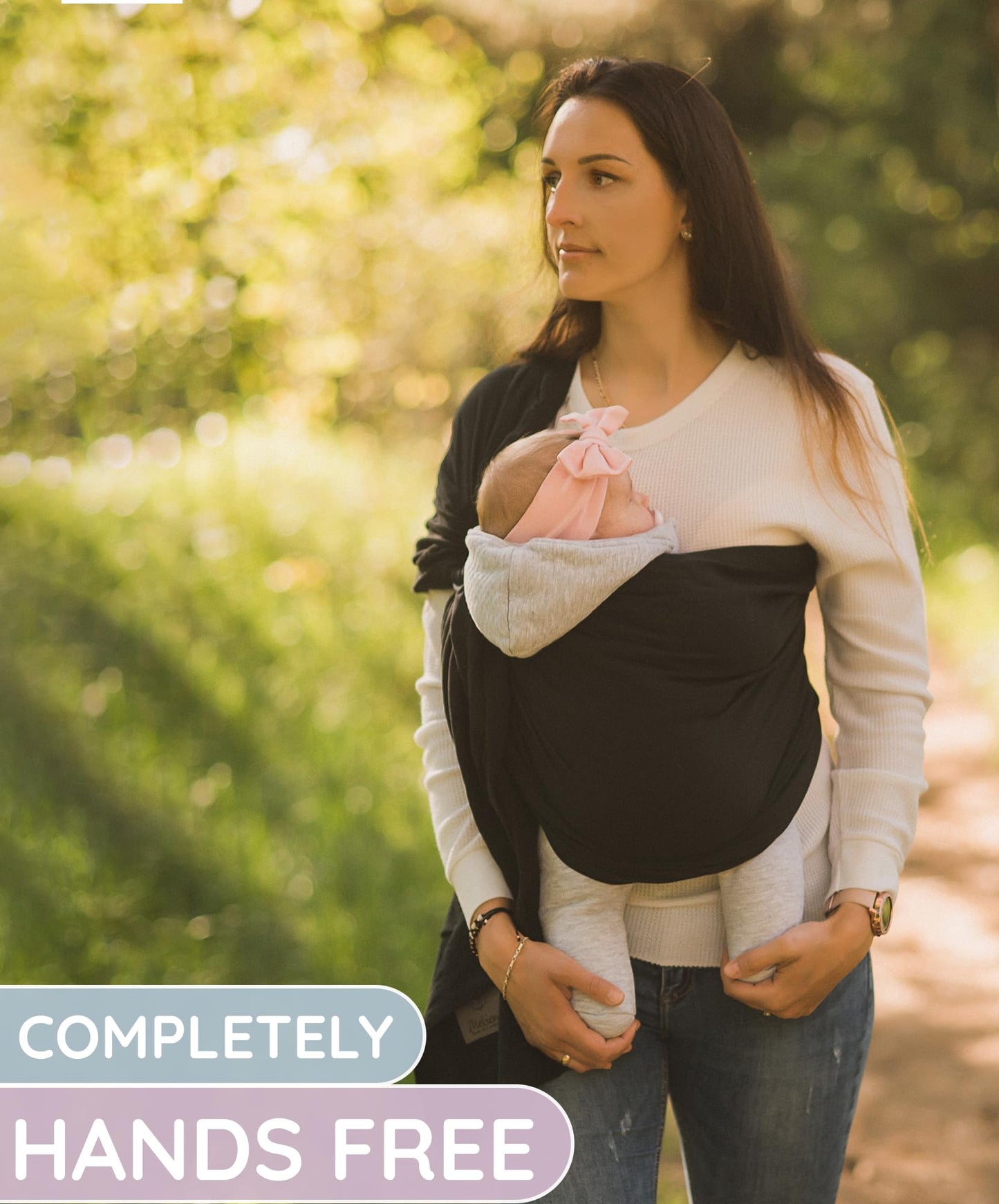 Ring Sling Baby Carrier - USA lab tested, 100% Natural Cotton Muslin, Breathable & Ergonomic Ring Sling Black
