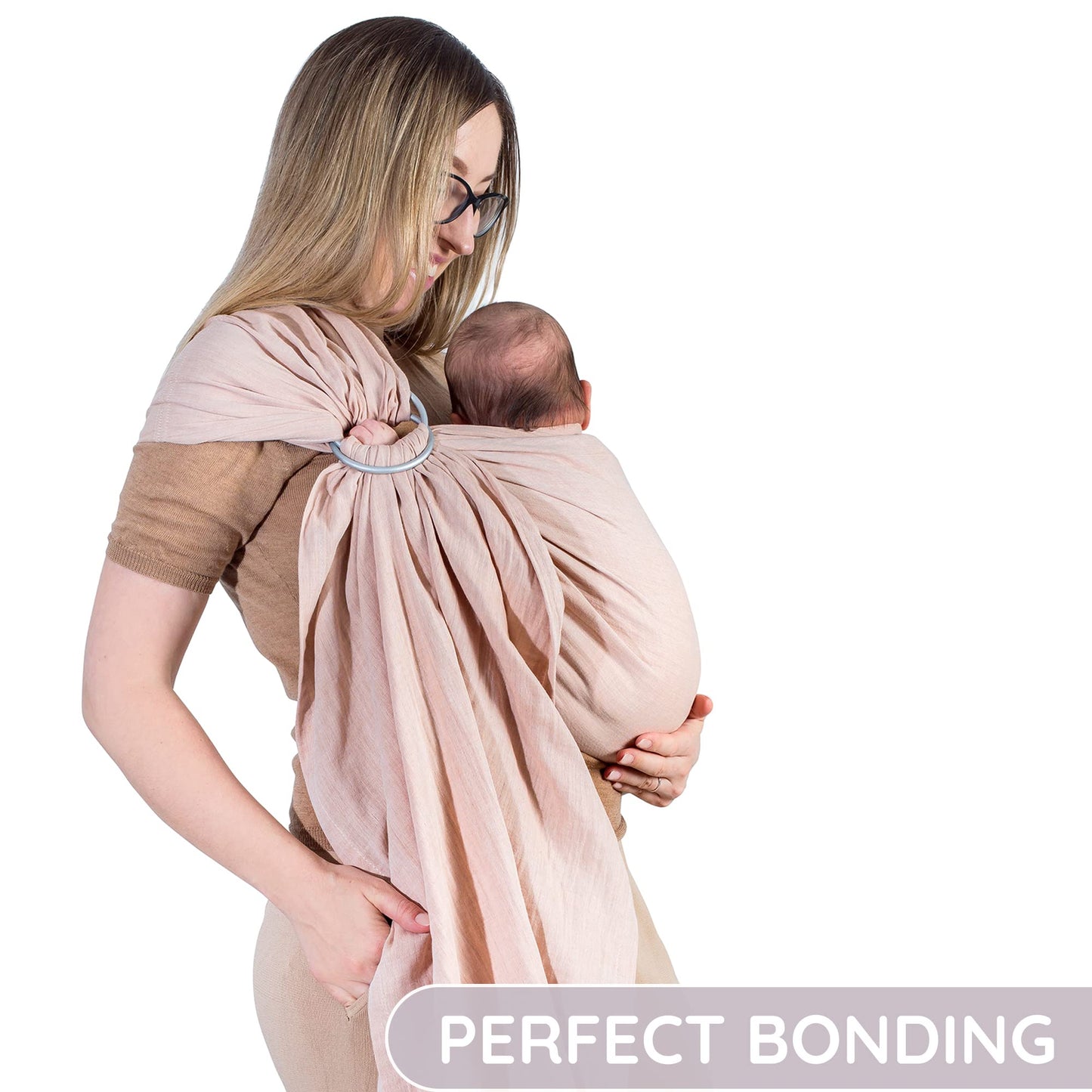 Ring Sling Baby Carrier - USA Lab Tested, 100% Natural Cotton Muslin, Breathable & Ergonomic Ring Sling Sunset Rose