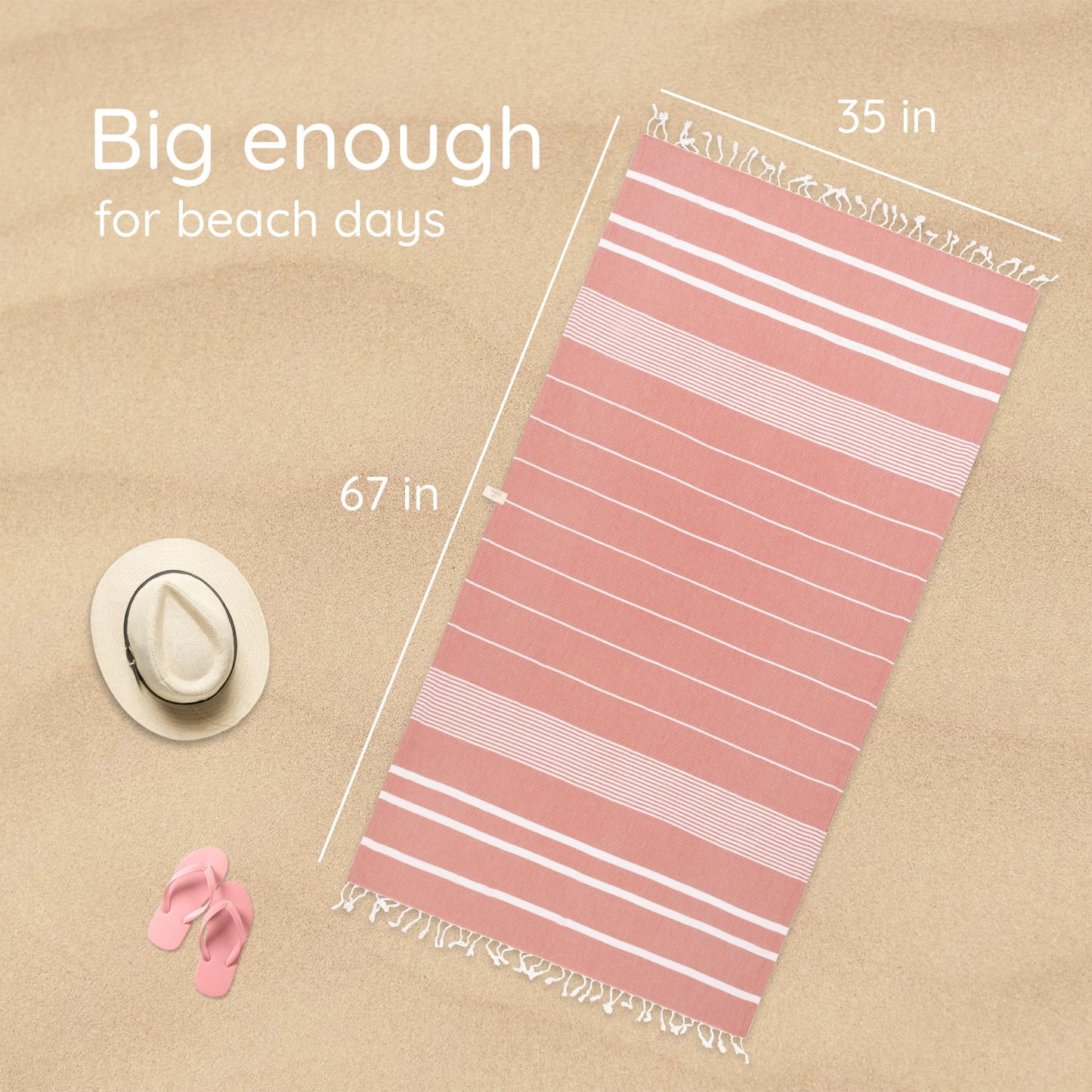 Premium Turkish Beach Towel – 100% Cotton, Quick Dry, Sand Free, Oversized Beach Towel 35”x 67” – Ideal for Travel, Pool, and Beach Towels – Burgundy