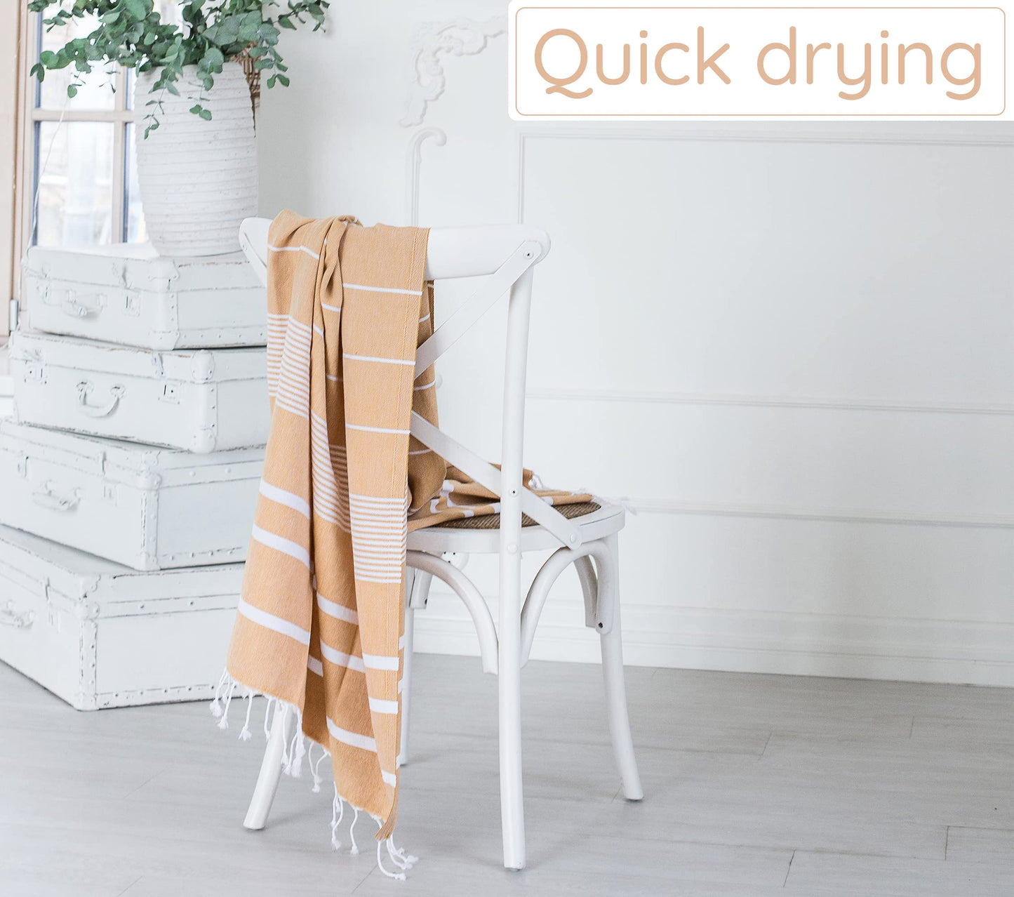 Premium Turkish Beach Towel – 100% Cotton, Quick Dry, Sand Free, Oversized Beach Towels 35”x67” – Ideal for Travel, Pool, and Beach Blanket – Honey Yellow Color