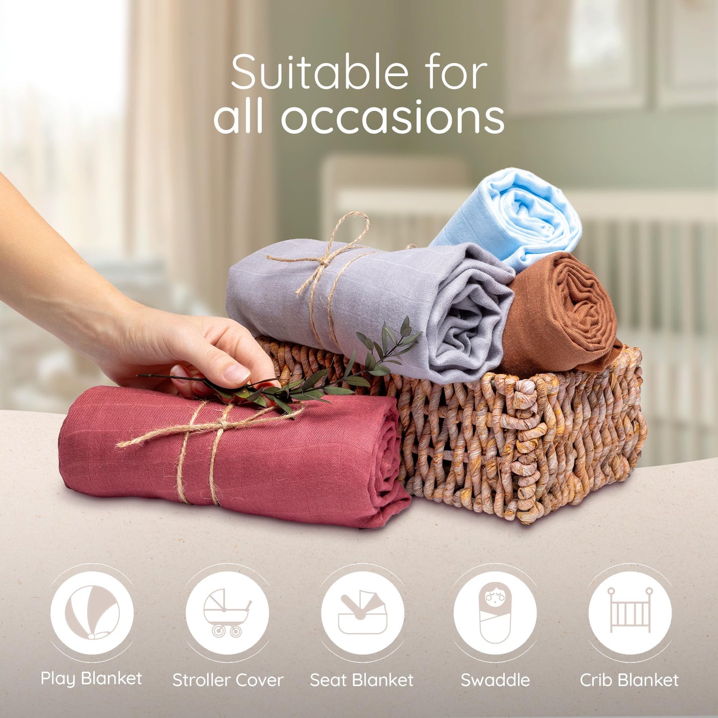 Swaddling Blankets for Newborn 4 Pack Extra Large 47x47 Inches Ultra Soft and Gentle Perfect as Muslin Baby Blankets Breathable Cotton Blend