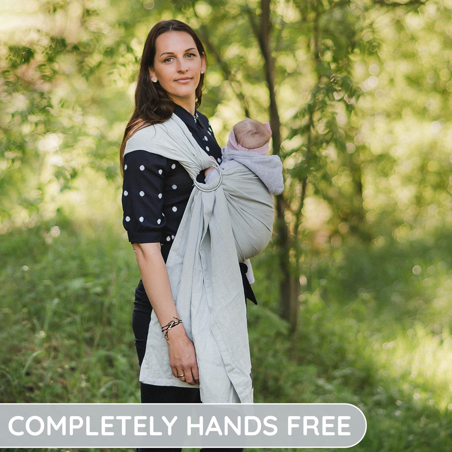 Ring Sling Baby Carrier - USA Lab Tested, 100% Natural Cotton Muslin, Breathable & Ergonomic Ring Sling Light Blue