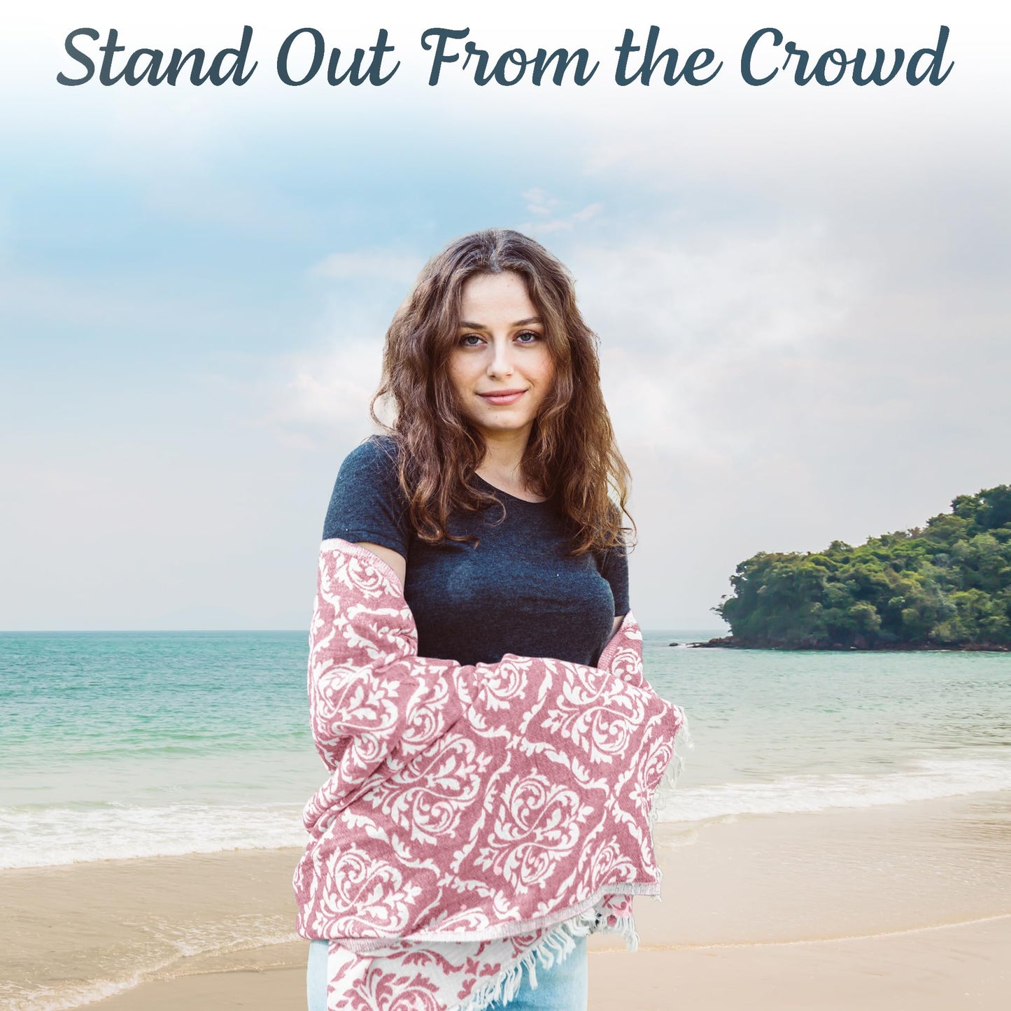 Turkish Beach Towel (35”x67”) – 100% Cotton, Quick Dry, Lightweight, Soft Oversized Beach Towel for Travel & Pool – Renaissance Fuchsia Color