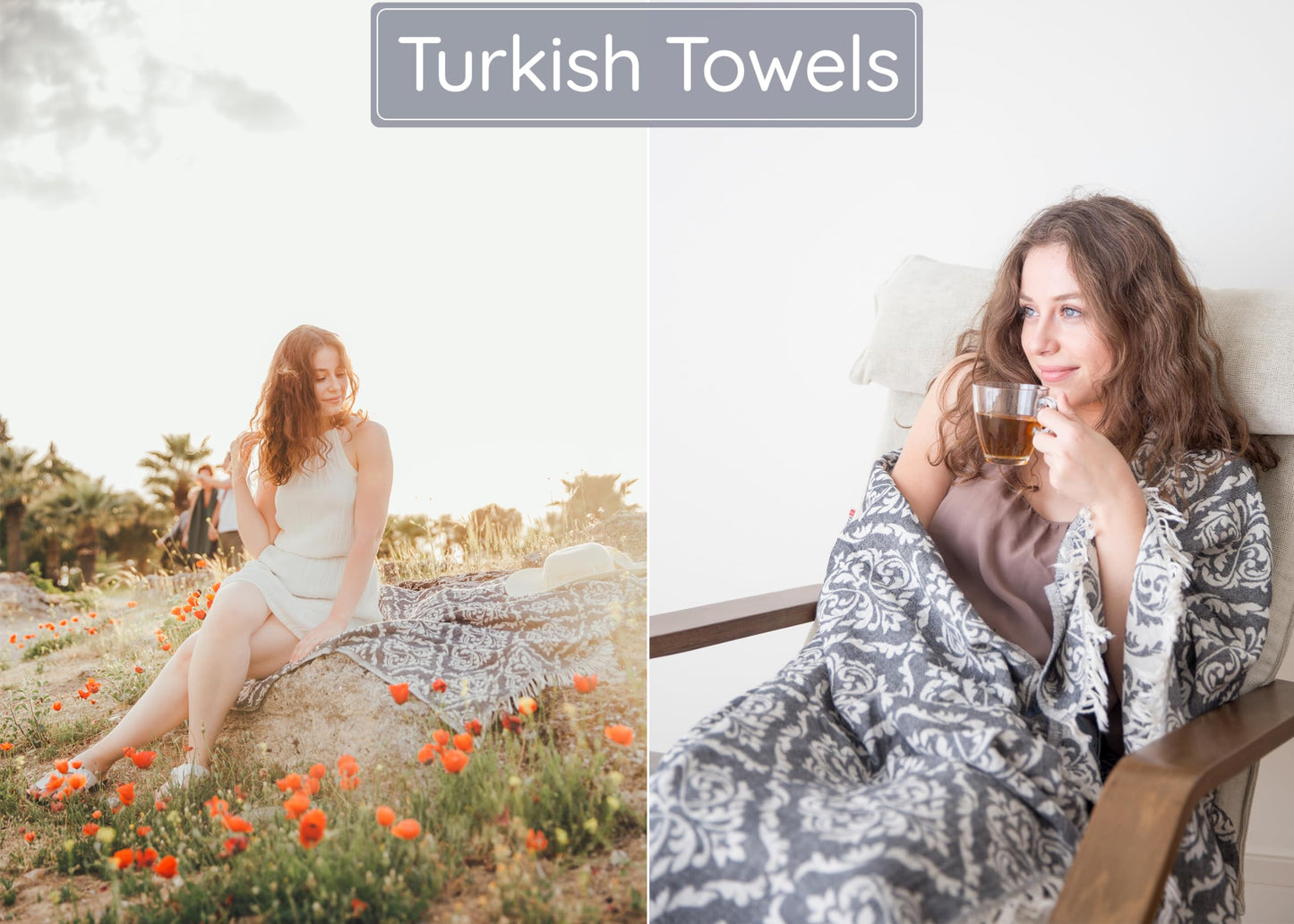 Premium Turkish Beach Towel – 35"x67" – 100% Cotton – Quick Dry Towel & Sand Free – Renaissance Black – Ideal for Travel & Pool