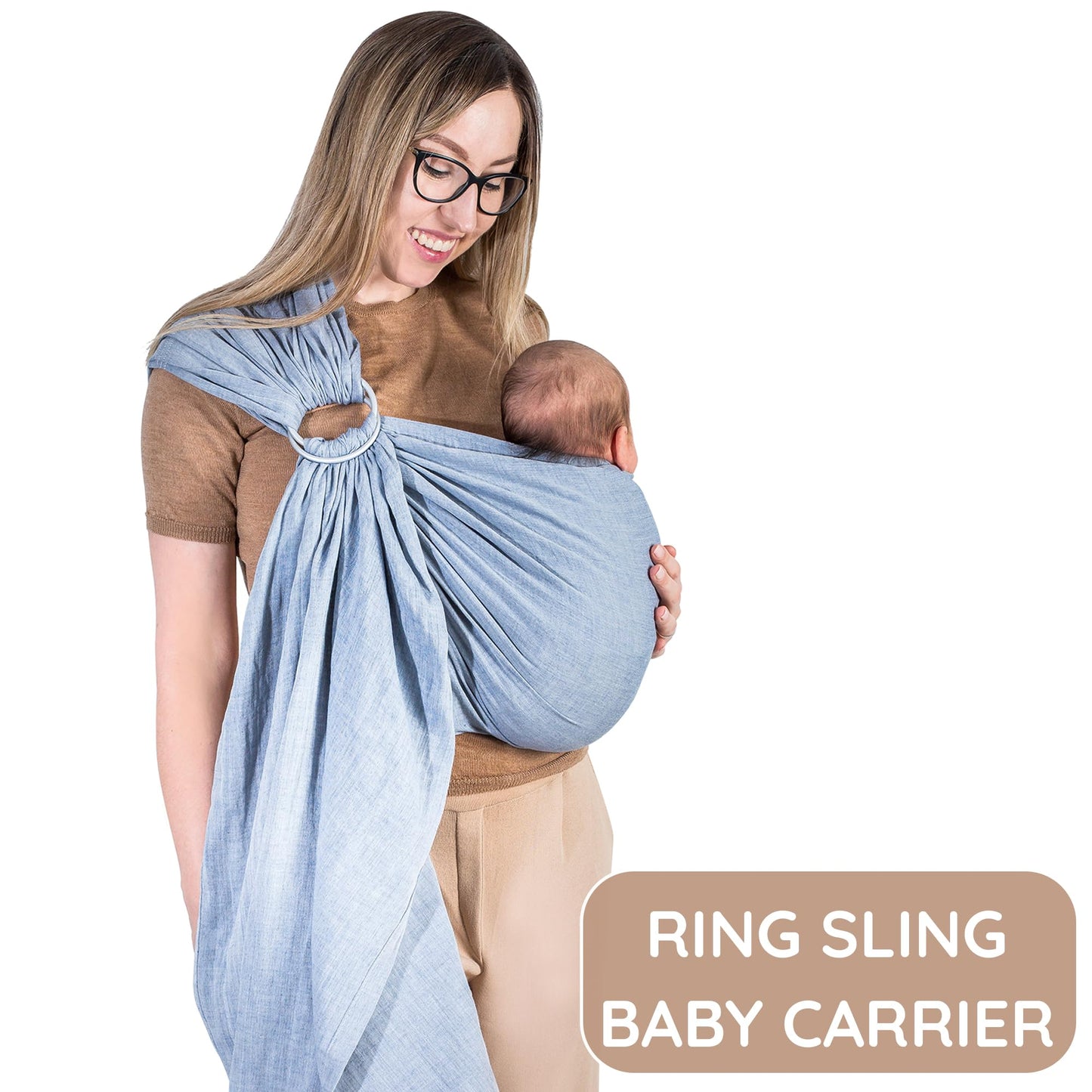 Ring Sling Baby Carrier - USA Lab Tested, 100% Natural Cotton Muslin, Breathable & Ergonomic Ring Sling Dark Blue