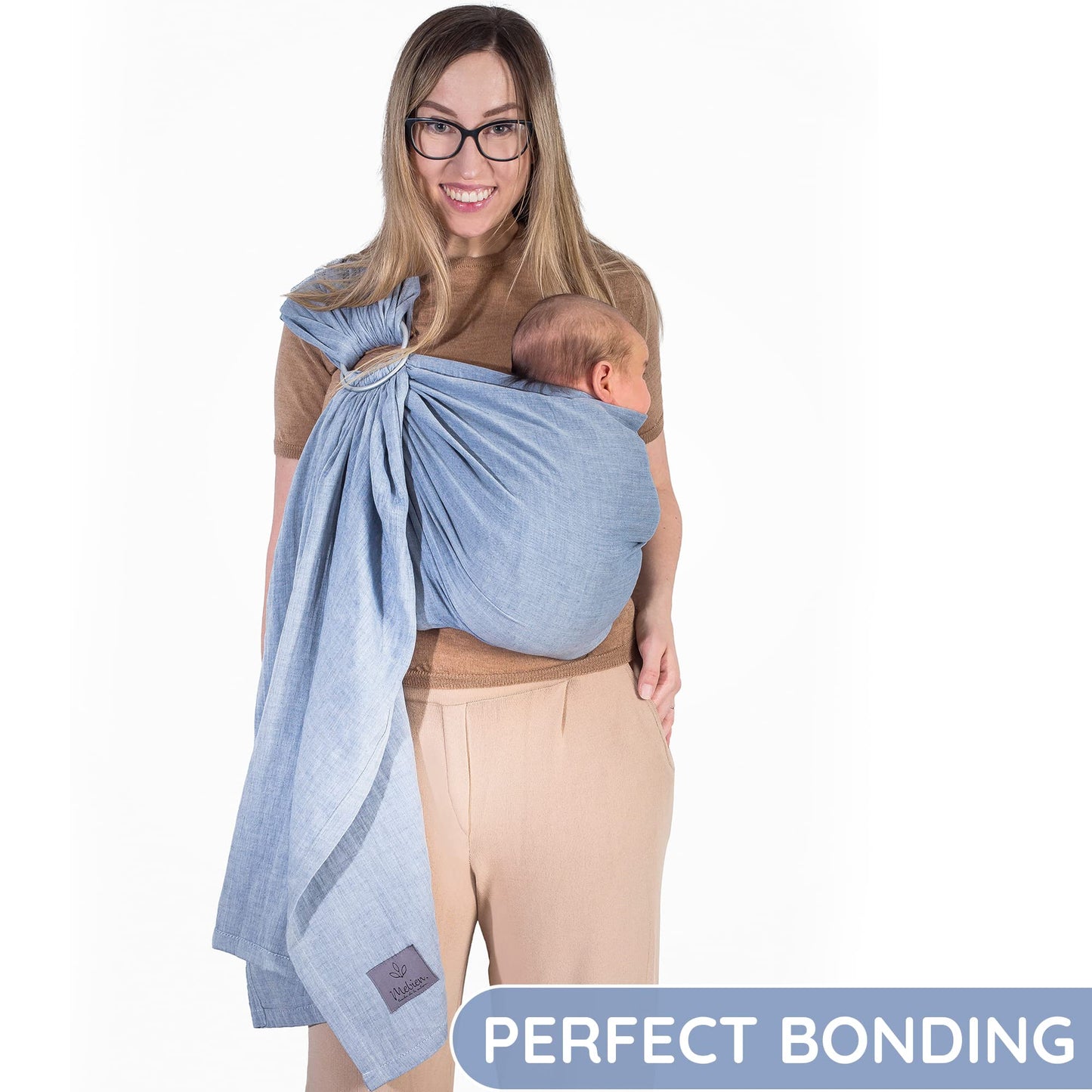 Ring Sling Baby Carrier - USA Lab Tested, 100% Natural Cotton Muslin, Breathable & Ergonomic Ring Sling Dark Blue