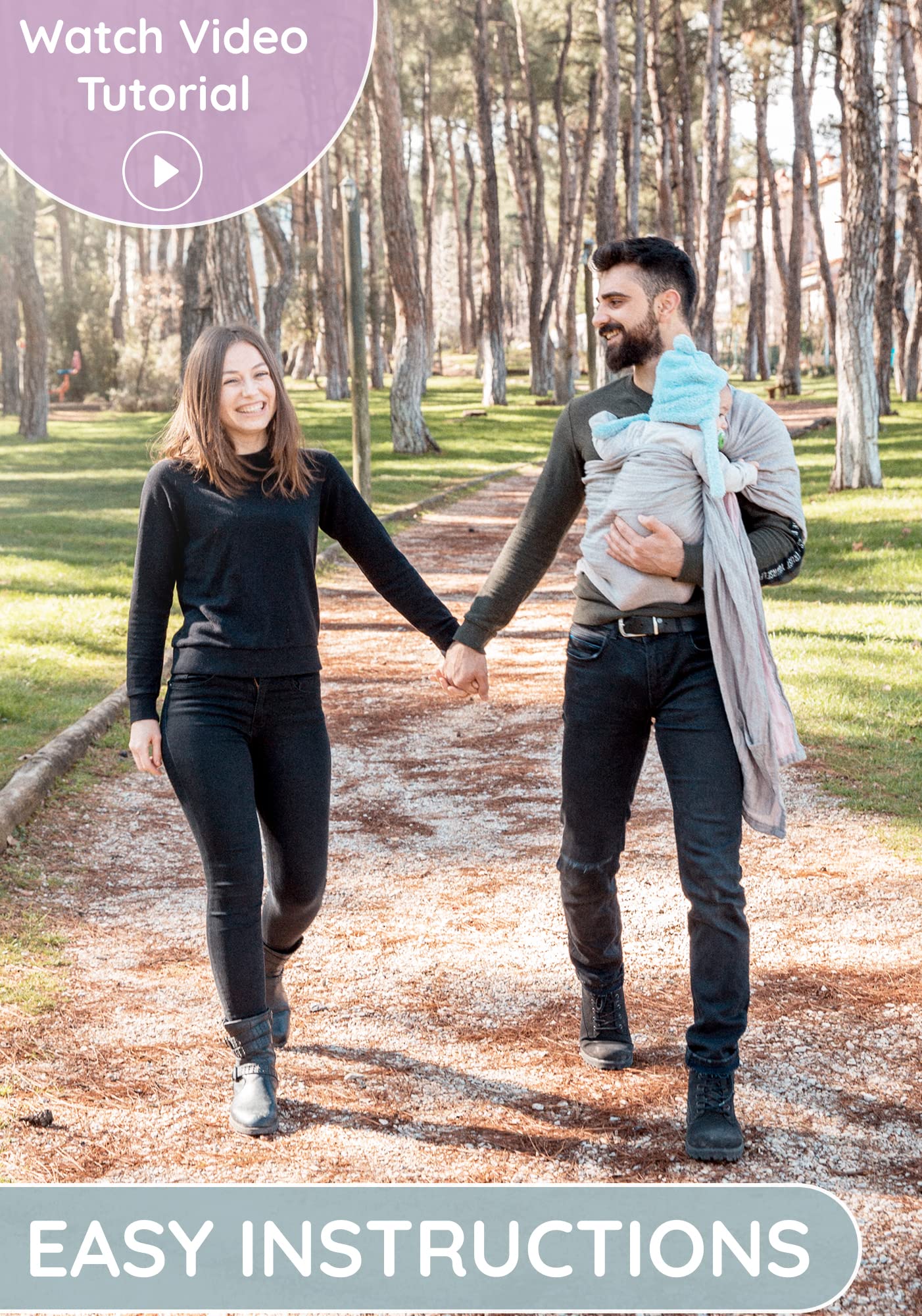 Ring Sling Baby Carrier - USA Lab Tested, 100% Natural Cotton Muslin, Breathable & Ergonomic Ring Sling Grey Rose