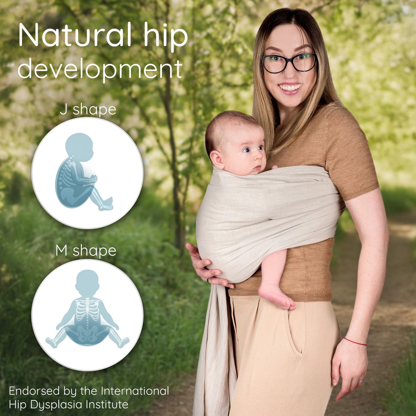 Sling Baby Carrier - USA Lab Tested, 100% Natural Cotton Muslin, Breathable & Ergonomic Ring Sling Beige Ring