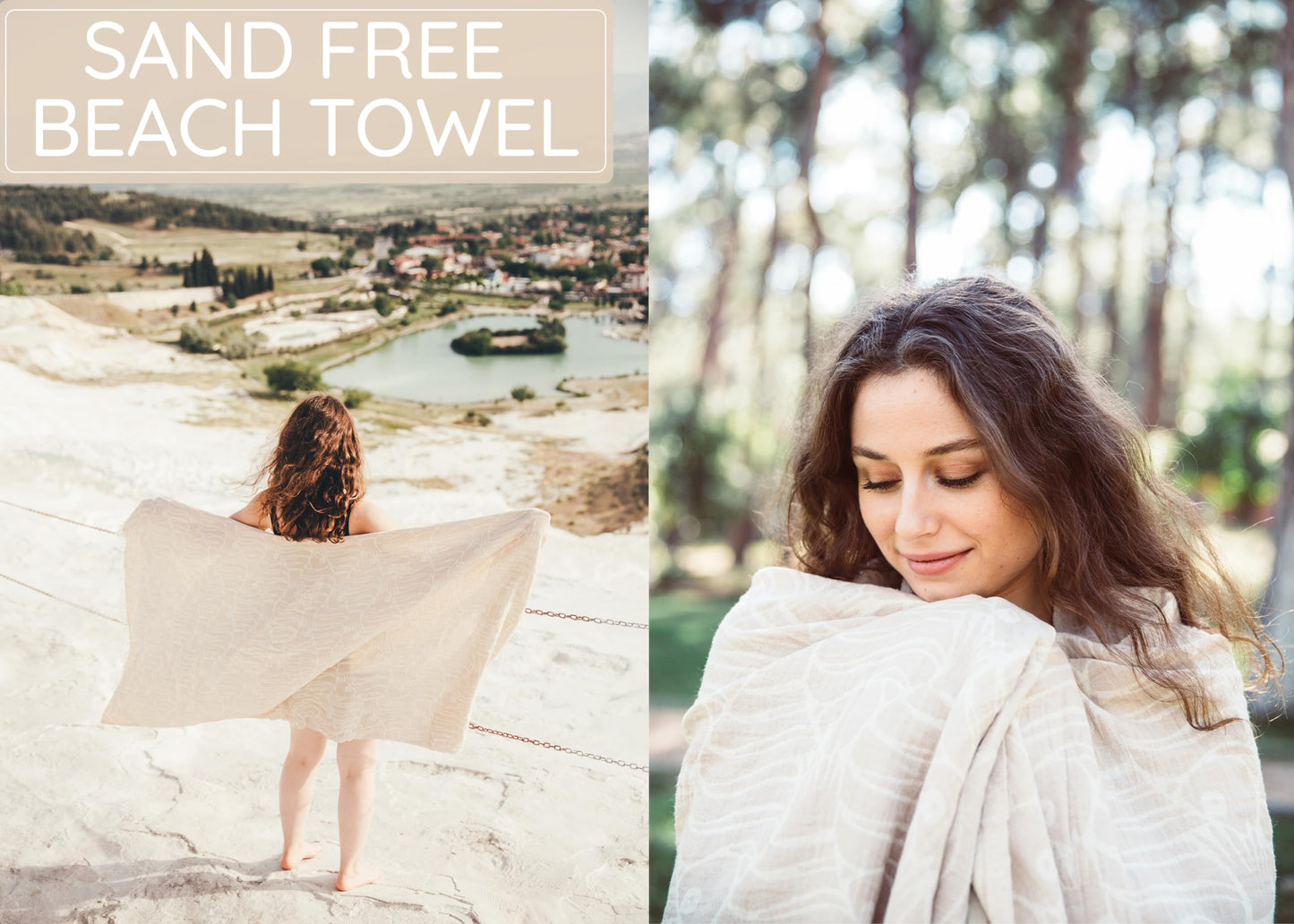 Beige Fish Turkish Beach Towel (35”x67”)  Lightweight, Quick drying and Sand Free Can be Used as Beach Blanket 100% Cotton
