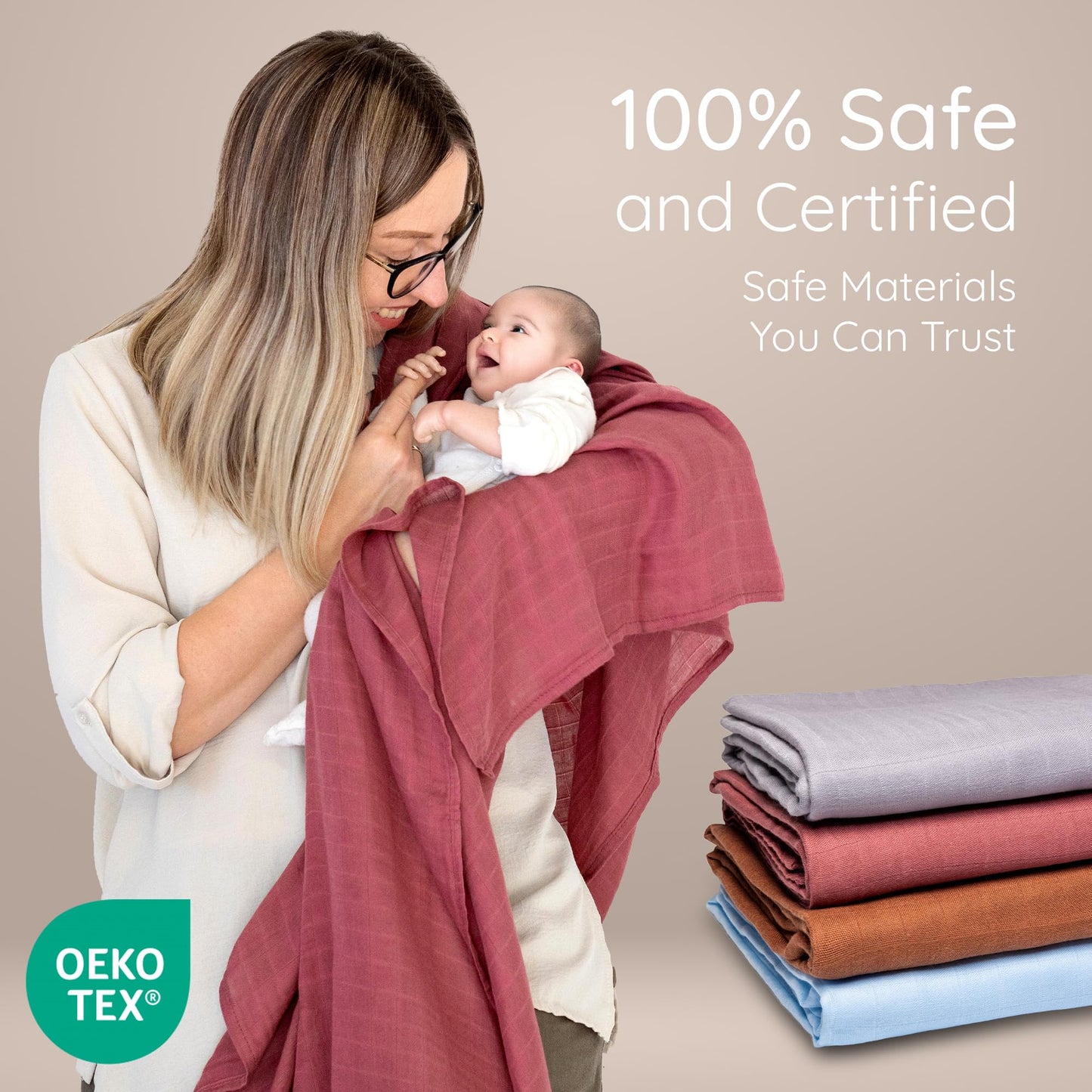 Swaddling Blankets for Newborn 4 Pack Extra Large 47x47 Inches Ultra Soft and Gentle Perfect as Muslin Baby Blankets Breathable Cotton Blend