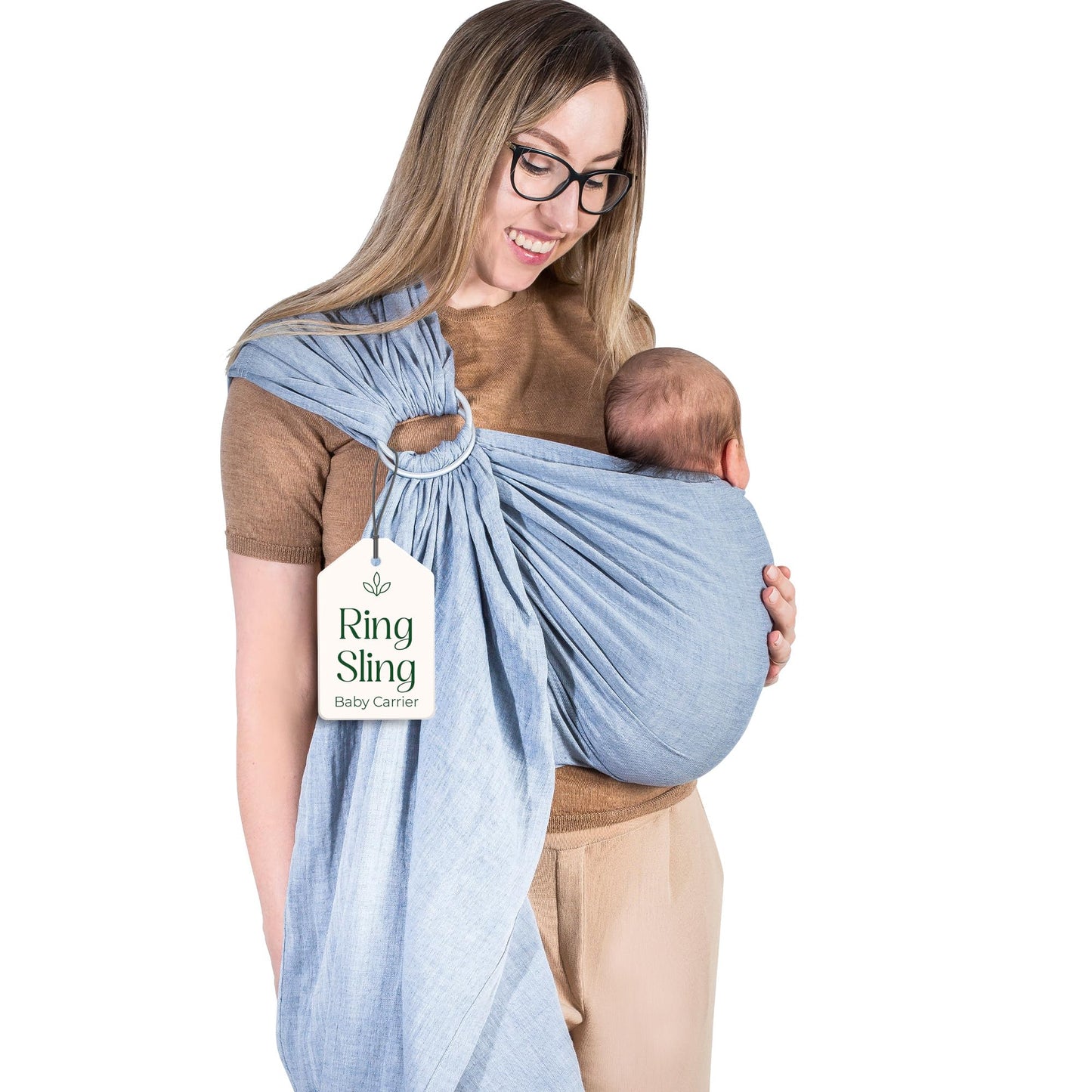 Ring Sling Baby Carrier - USA Lab Tested, 100% Natural Cotton Muslin, Breathable & Ergonomic Ring Sling Dark Blue