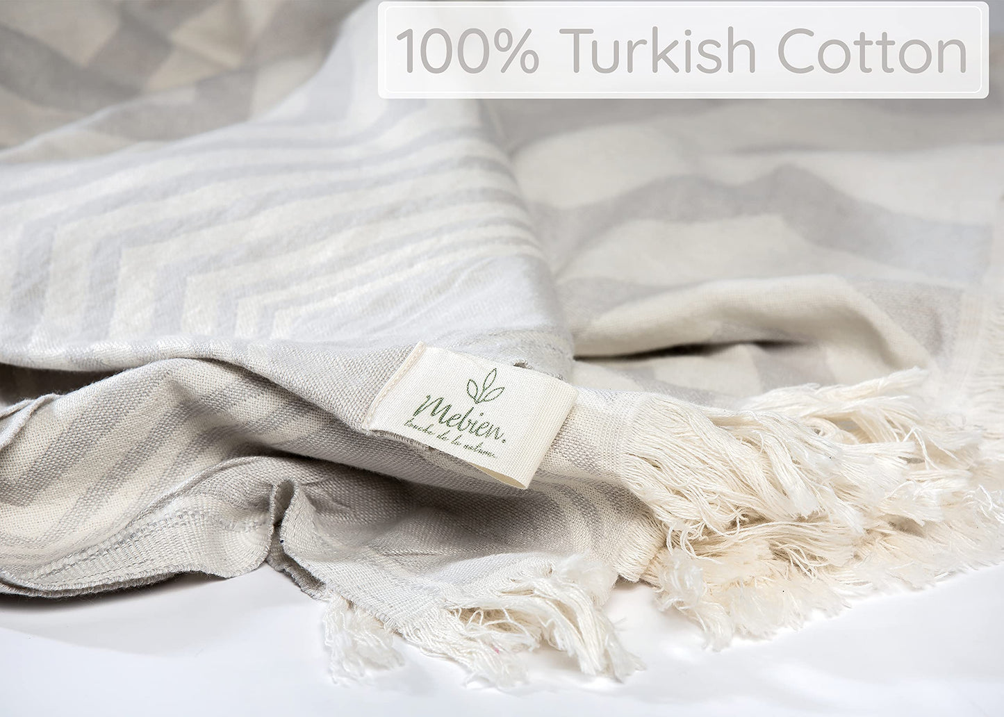 Premium Turkish Beach Towel (35”x 67”) – 100% Cotton, Lightweight, Quick Dry Towel, Sand-Free, Beach Blanket Waterproof Sandproof, Ocean Light Grey