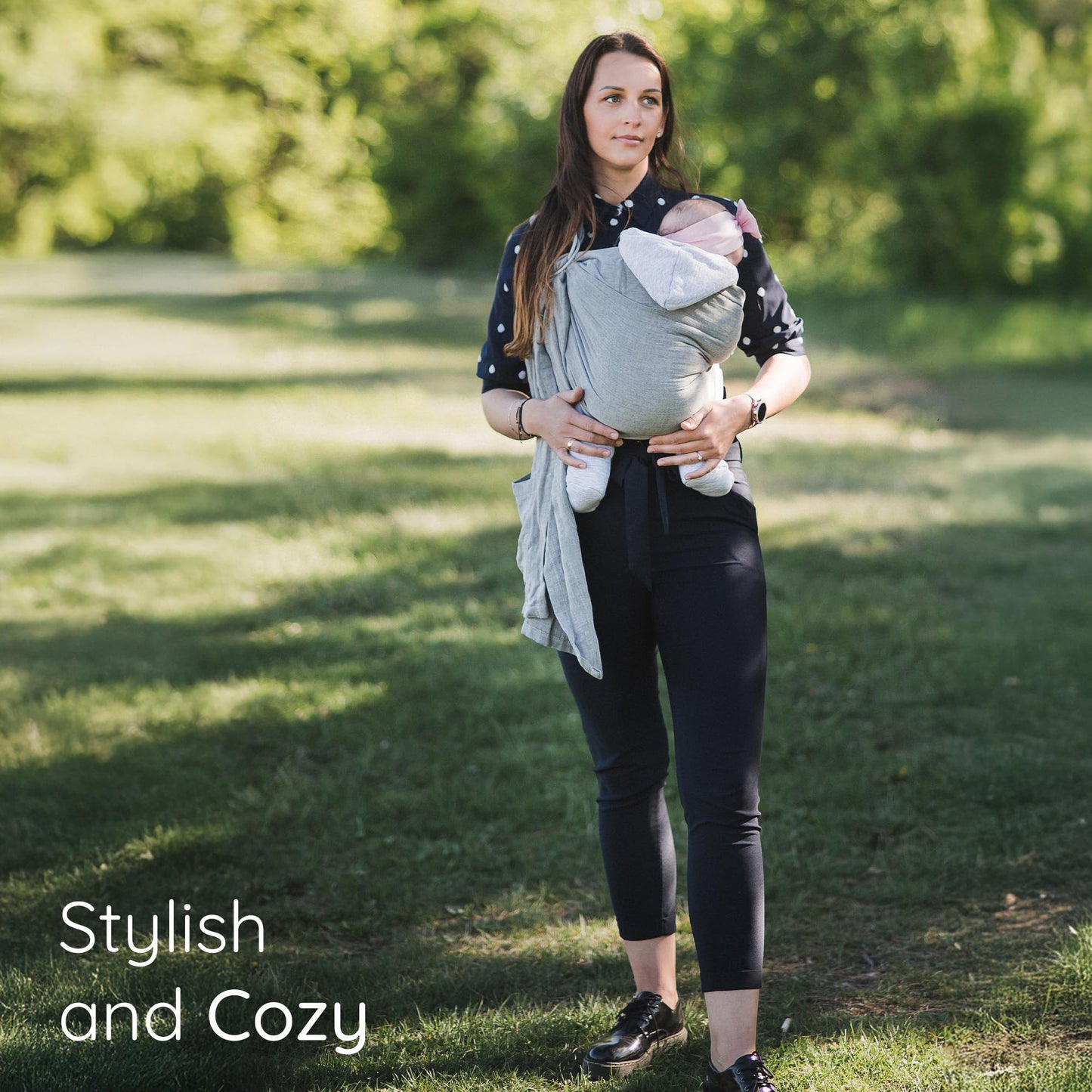 Ring Sling Baby Carrier - USA lab tested, 100% Natural Cotton Muslin, Breathable & Ergonomic Ring Sling Dark Grey