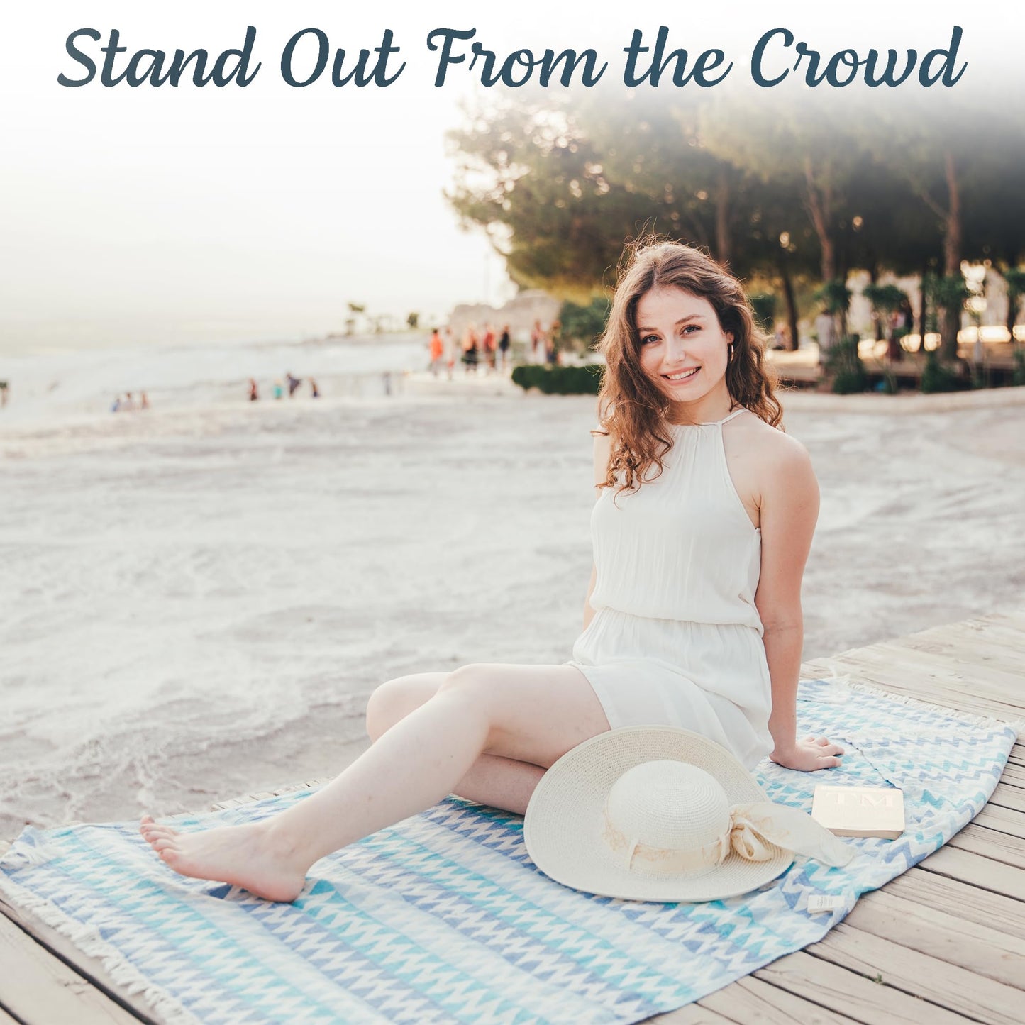 Premium Turkish Beach Towel – 100% Cotton, Quick Dry, Sand Free, Oversized Beach Towel 35”x 67” – Ideal for Travel, Pool, and Beach,  – Zig Zag Blue