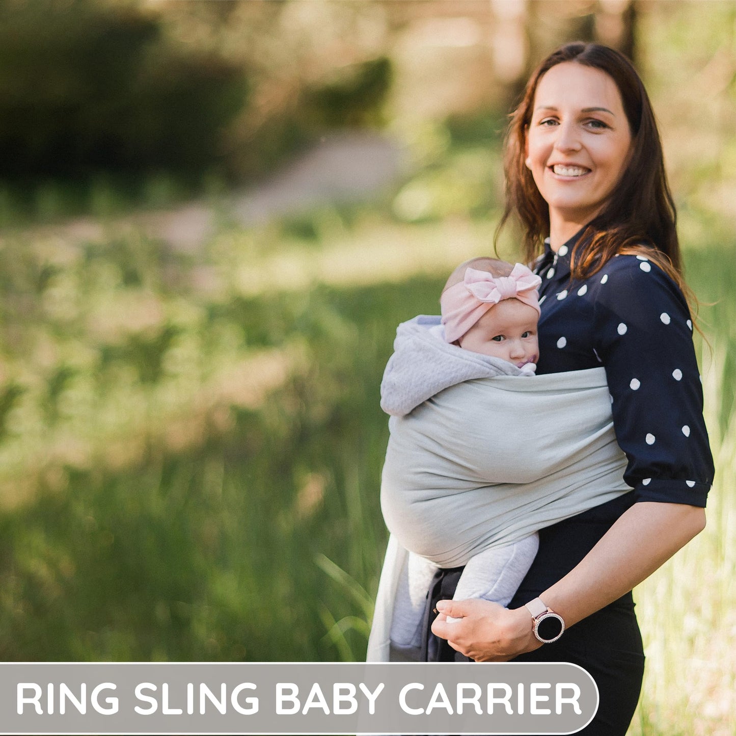 Ring Sling Baby Carrier - USA Lab Tested, 100% Natural Cotton Muslin, Breathable & Ergonomic Ring Sling Light Blue