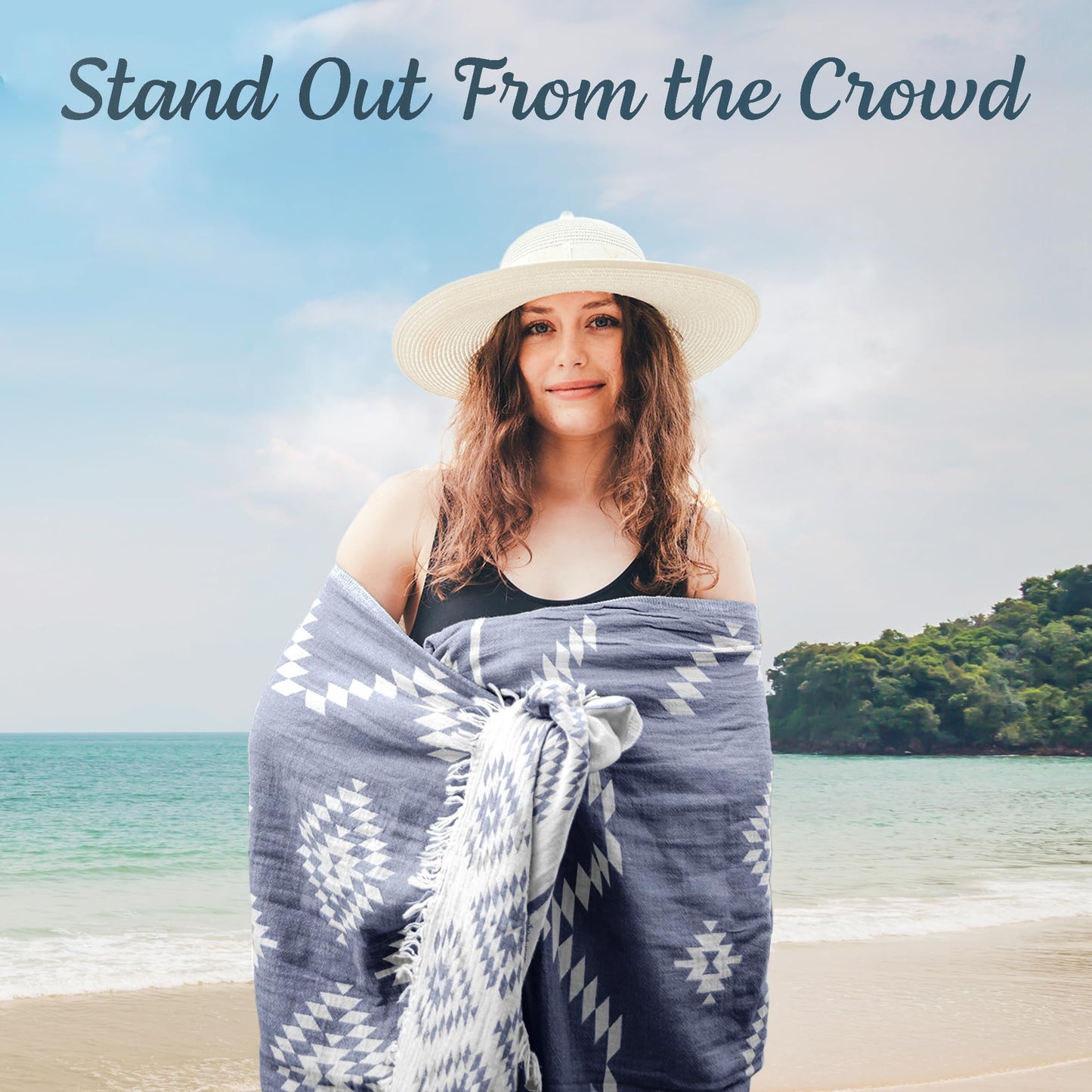 Premium Turkish Beach Towel – 100% Cotton, Quick Dry, Sand Free, Oversized Pool Towels 35”x 67” – Ideal for Travel, Pool, and Beach – Dark Blue