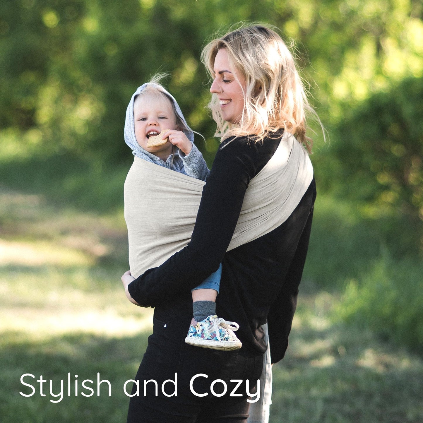 Sling Baby Carrier - USA Lab Tested, 100% Natural Cotton Muslin, Breathable & Ergonomic Ring Sling Beige Ring