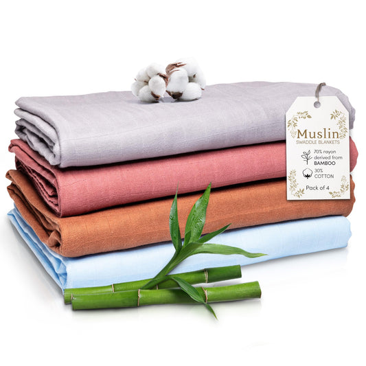 Swaddling Blankets for Newborn 4 Pack Extra Large 47x47 Inches Ultra Soft and Gentle Perfect as Muslin Baby Blankets Breathable Cotton Blend