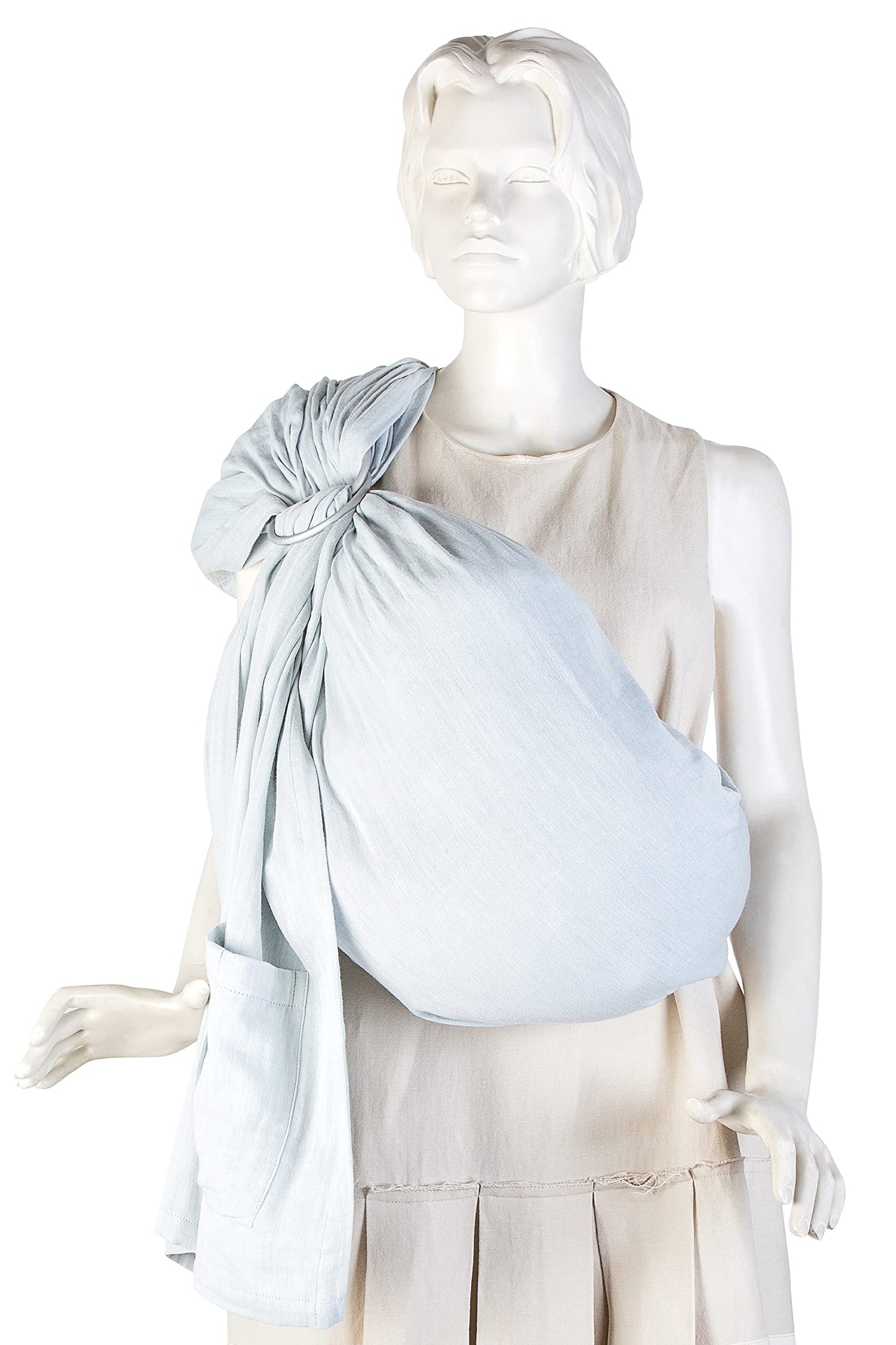 Ring Sling Baby Carrier - USA Lab Tested, 100% Natural Cotton Muslin, Breathable & Ergonomic Ring Sling Light Blue