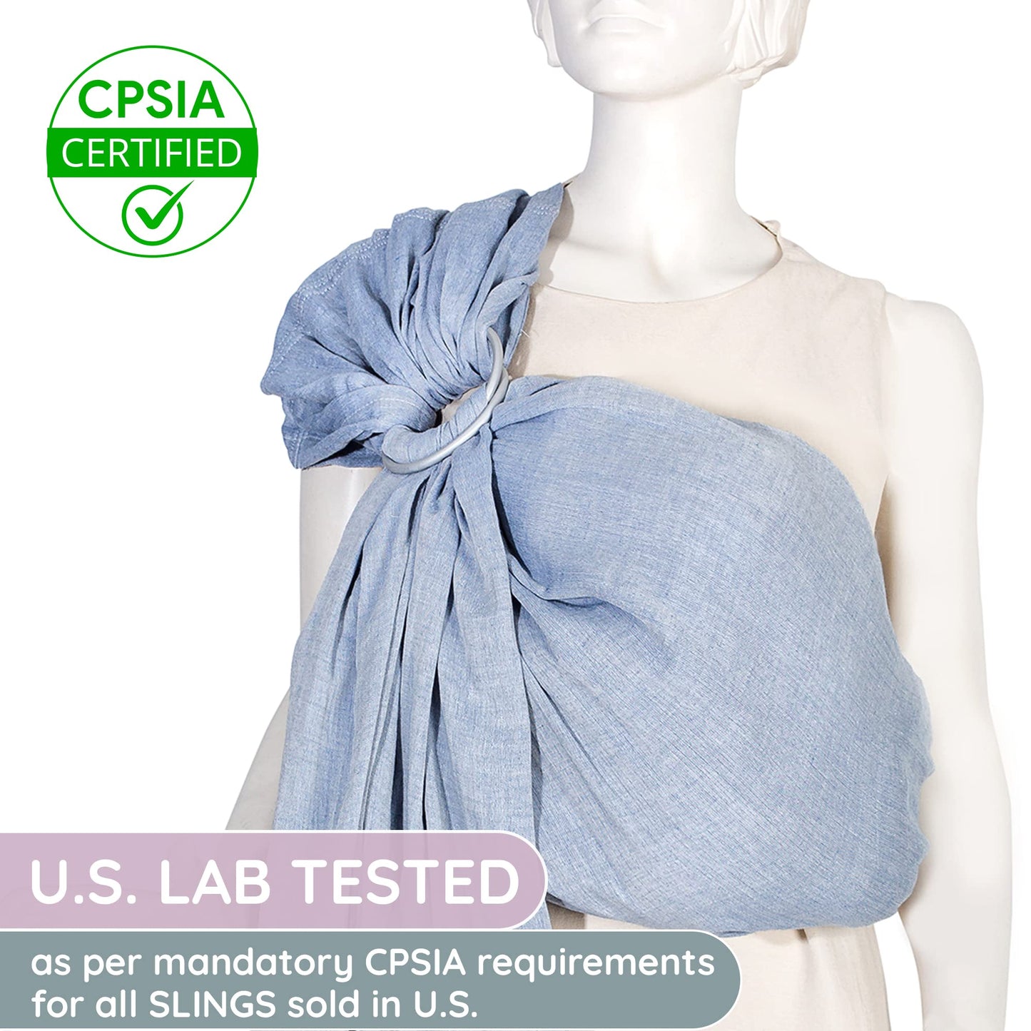 Ring Sling Baby Carrier - USA Lab Tested, 100% Natural Cotton Muslin, Breathable & Ergonomic Ring Sling Dark Blue