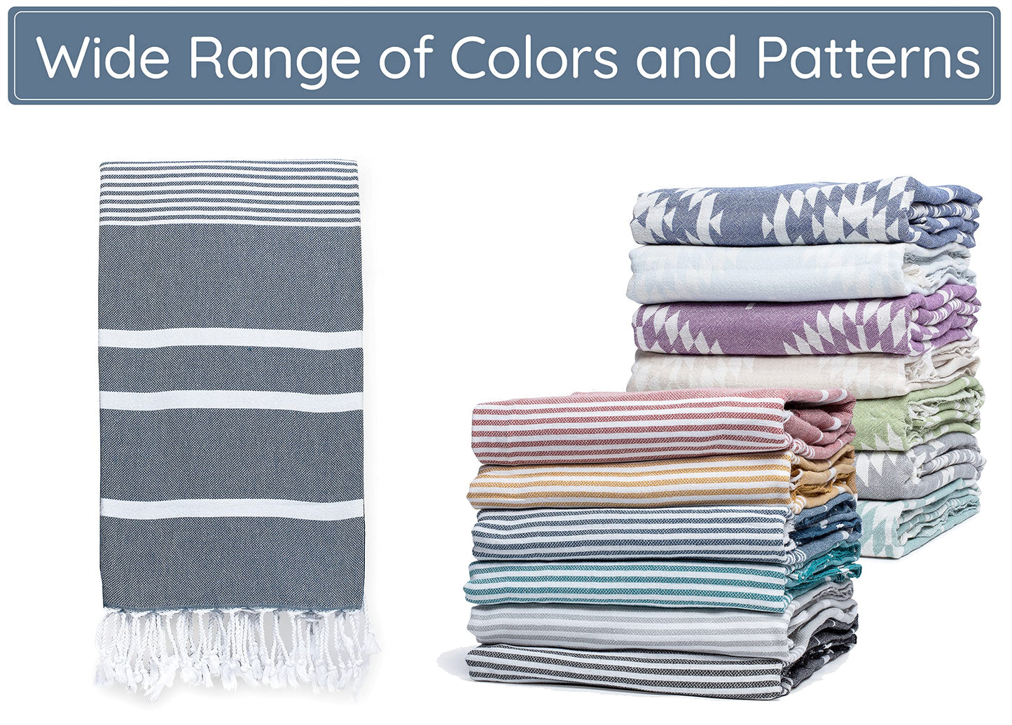 Premium Turkish Beach Towel – 100% Cotton, Sand Free, Oversized, Quick Dry Beach Towel 35”x67” – Ideal for Travel, Pool – Navy