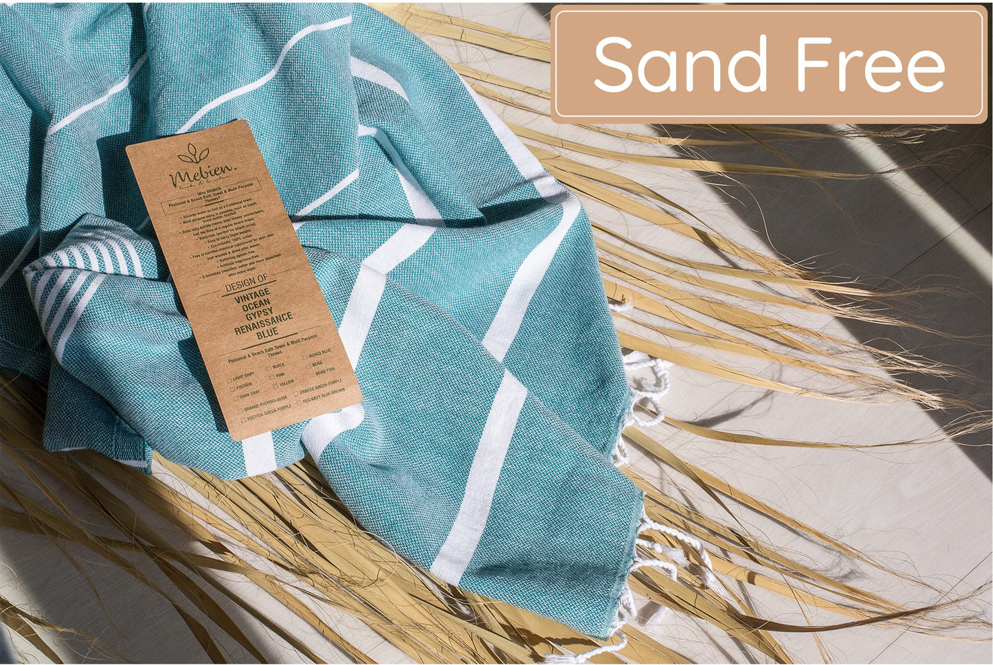 Premium Turkish Beach Towel (35”x 67”) – Lightweight, Quick Dry Beach Towel, Sand-Free, 100% Cotton – Teal