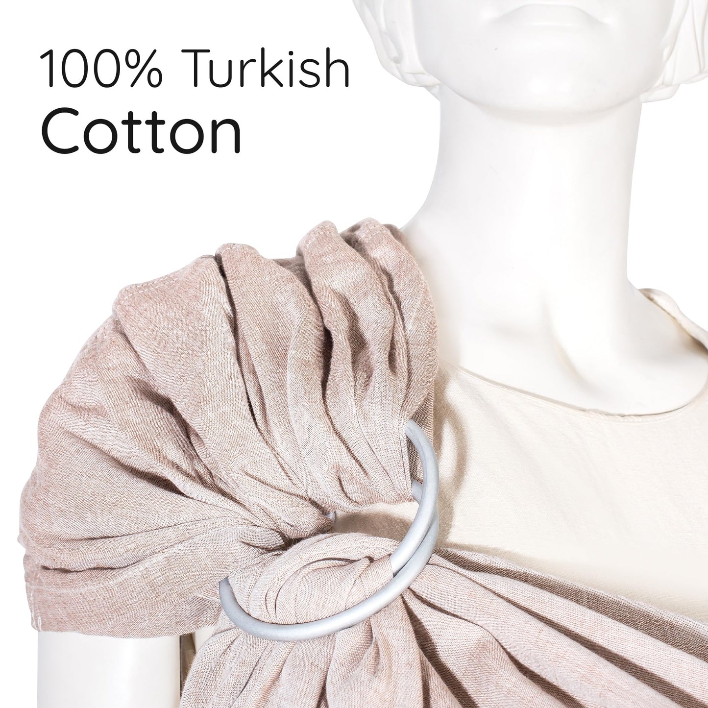 Ring Sling Baby Carrier - USA Lab Tested, 100% Natural Cotton Muslin, Breathable & Ergonomic Ring Sling Sand