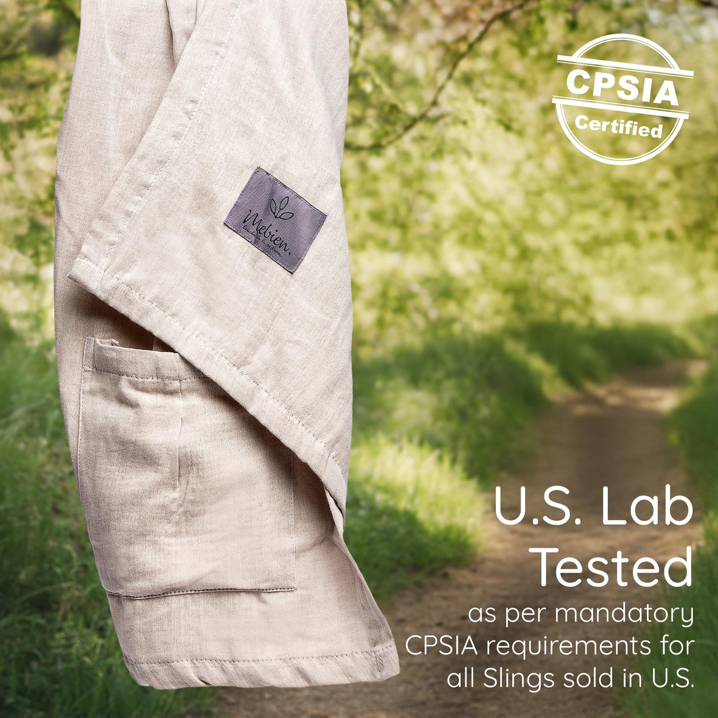 Sling Baby Carrier - USA Lab Tested, 100% Natural Cotton Muslin, Breathable & Ergonomic Ring Sling Beige Ring