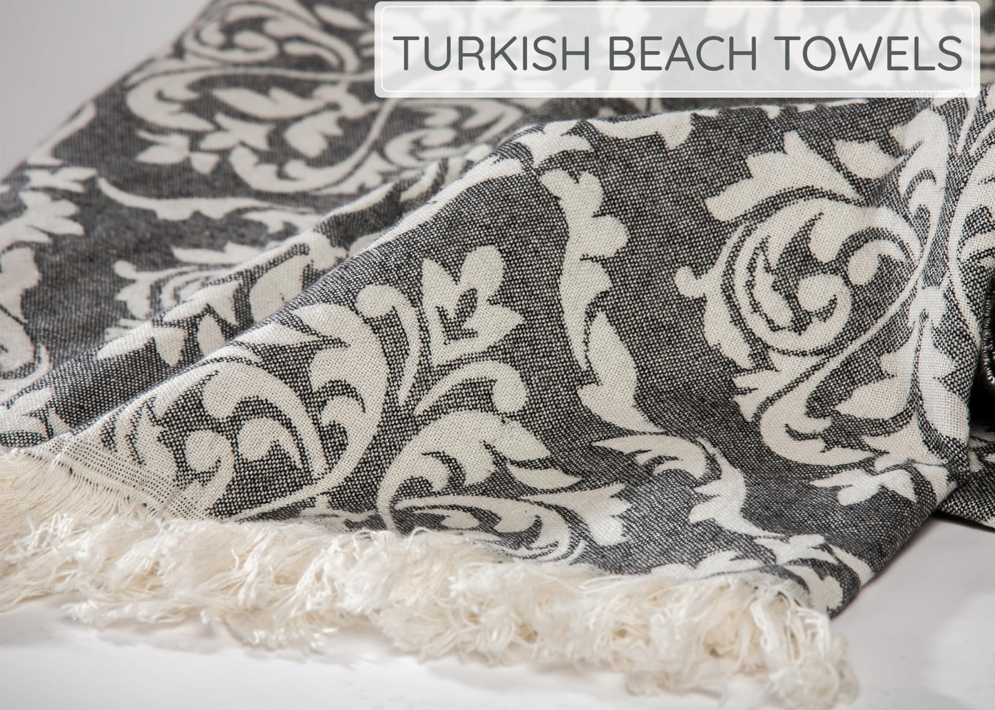 Premium Turkish Beach Towel – 35"x67" – 100% Cotton – Quick Dry Towel & Sand Free – Renaissance Black – Ideal for Travel & Pool