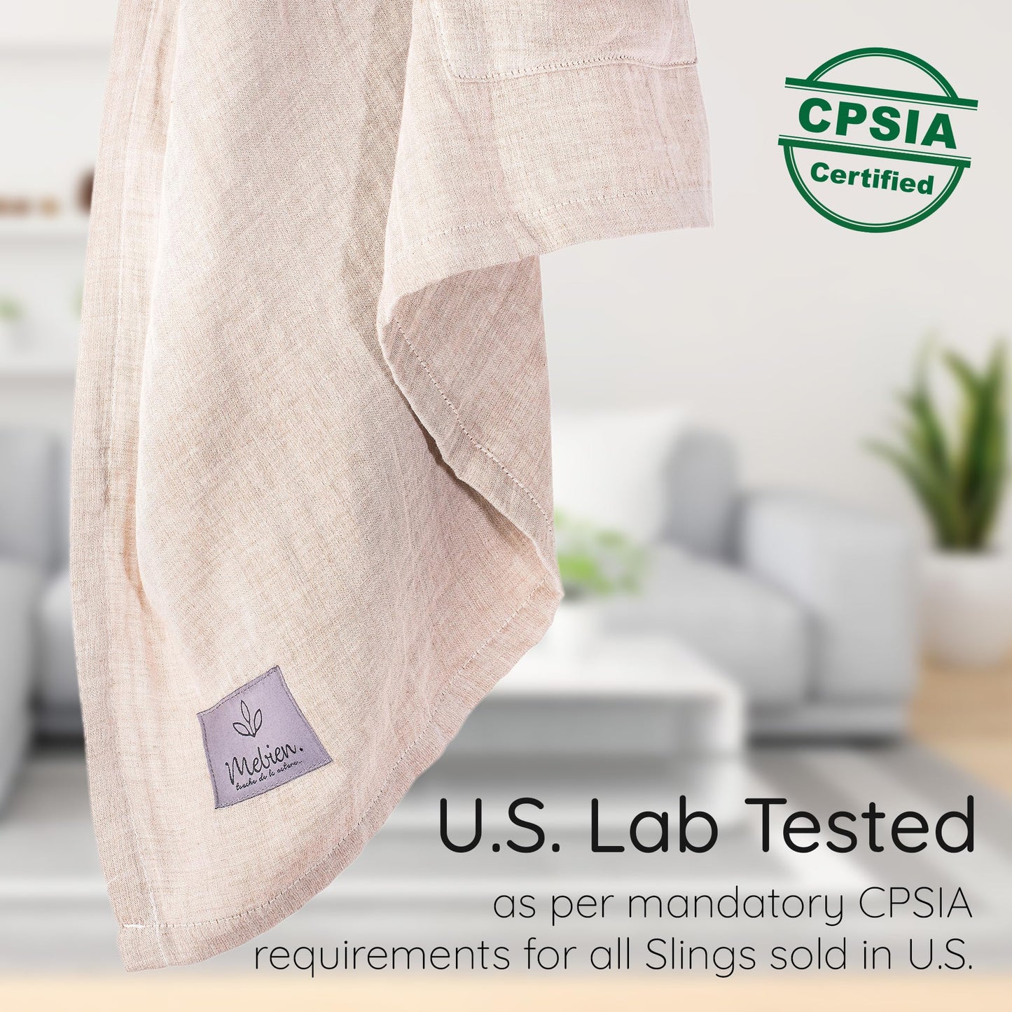 Ring Sling Baby Carrier - USA Lab Tested, 100% Natural Cotton Muslin, Breathable & Ergonomic Ring Sling Sand